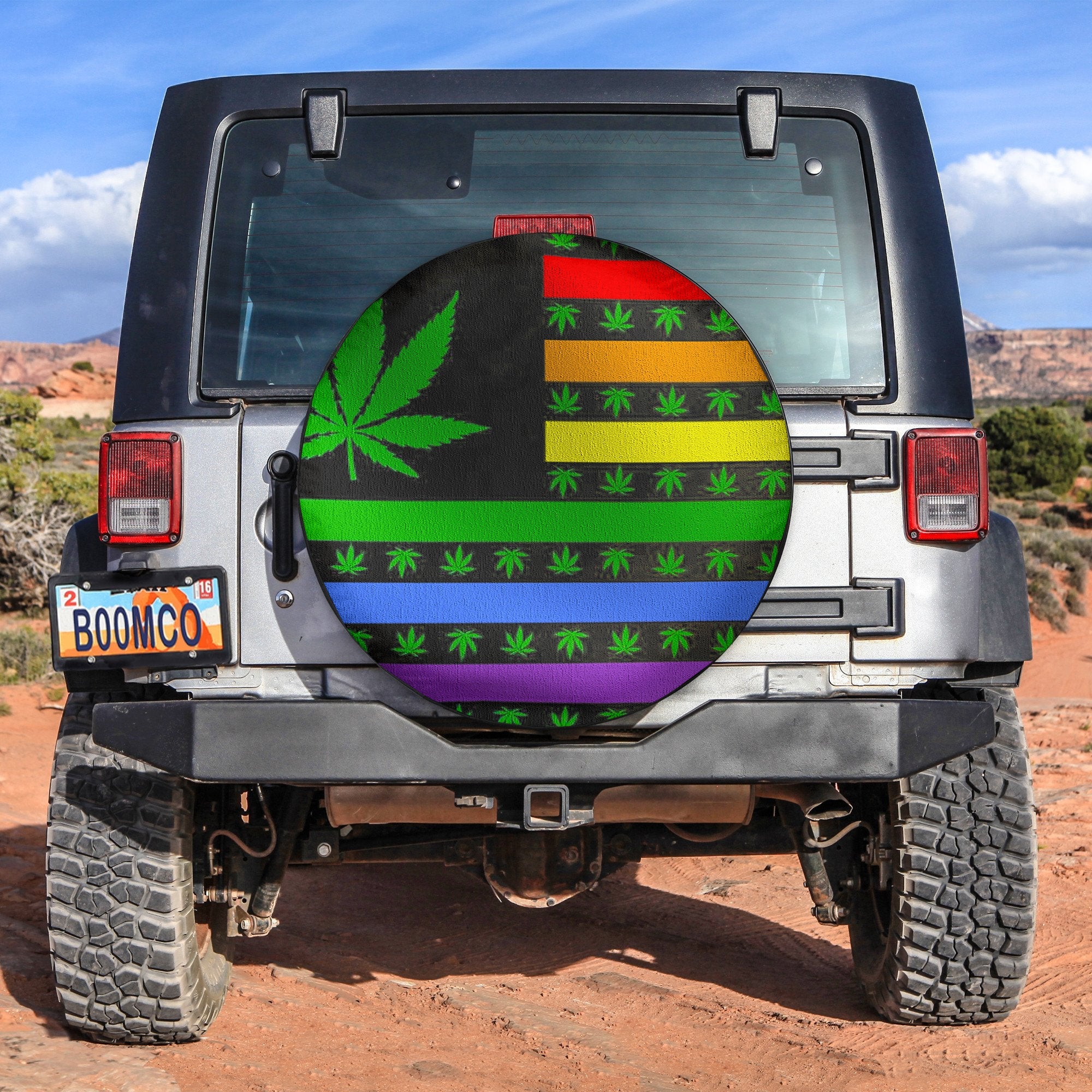 LGBT Rainbow Marijuana USA Spare Tire Cover