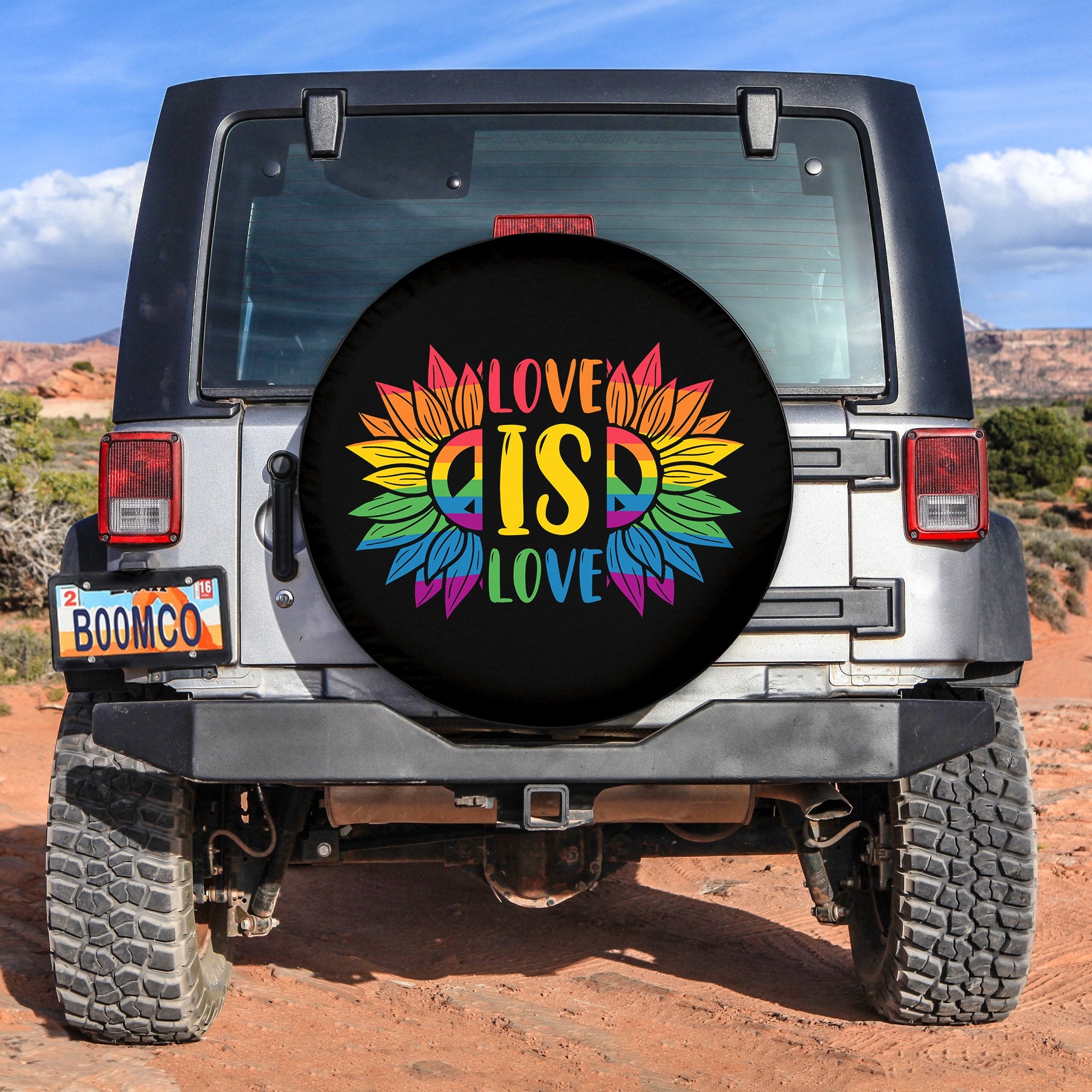 LGBT Sunflower Love Is Love Spare Tire Cover