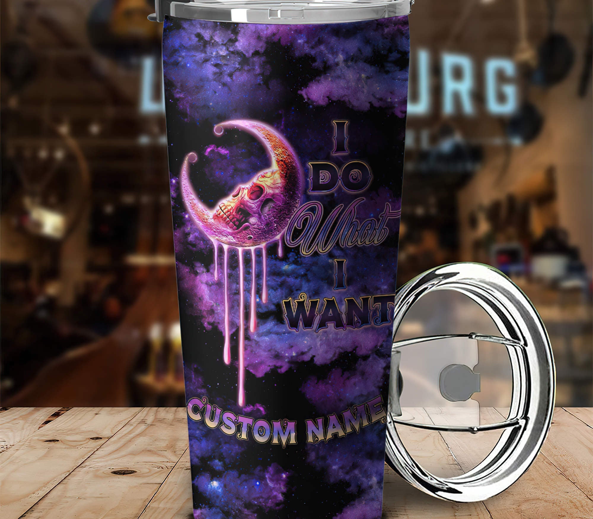 Personalized I Do What I Want Skull Moon Tumbler Tumbler