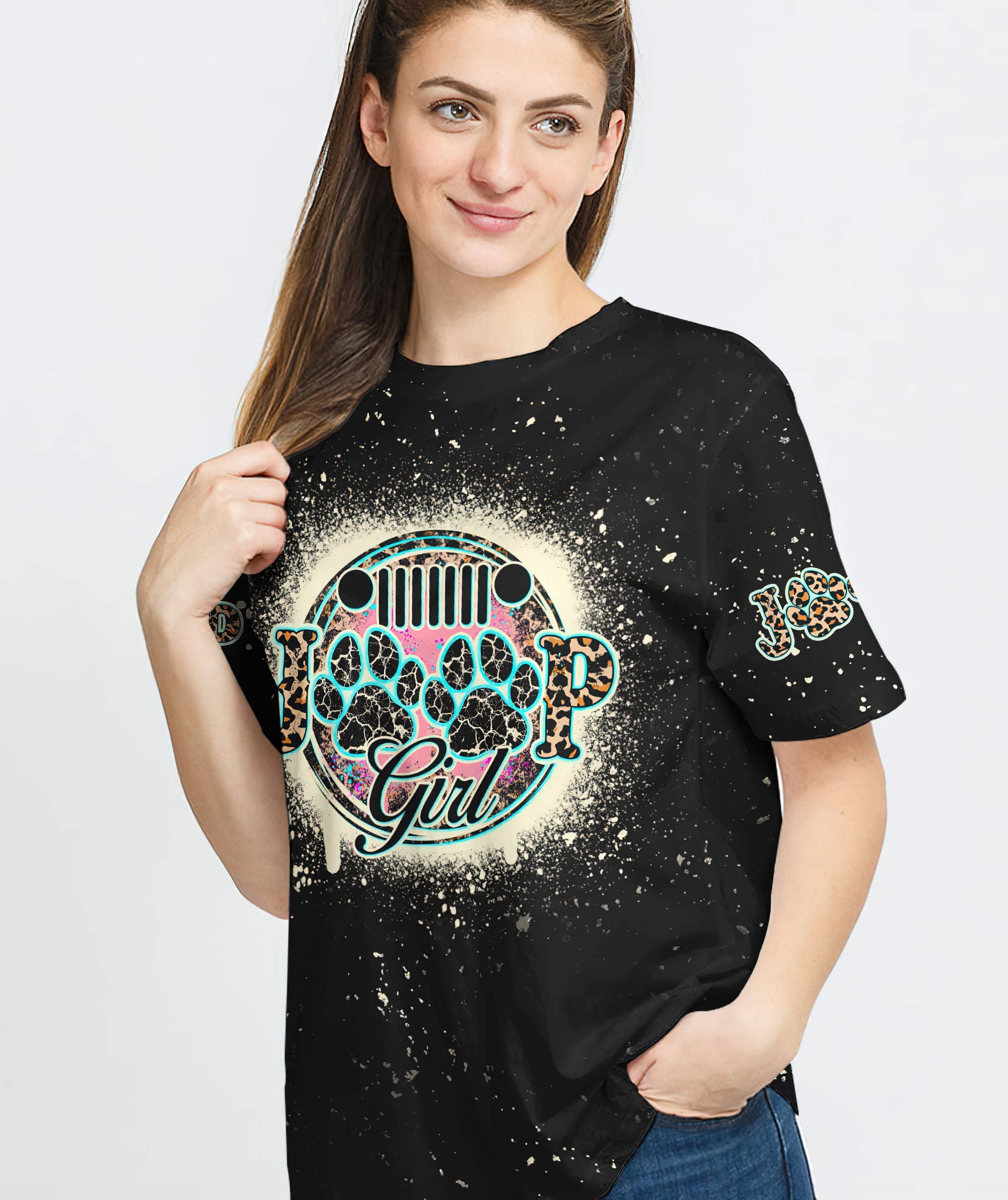 jeep-girl-dog-leopard-bleached-t-shirt