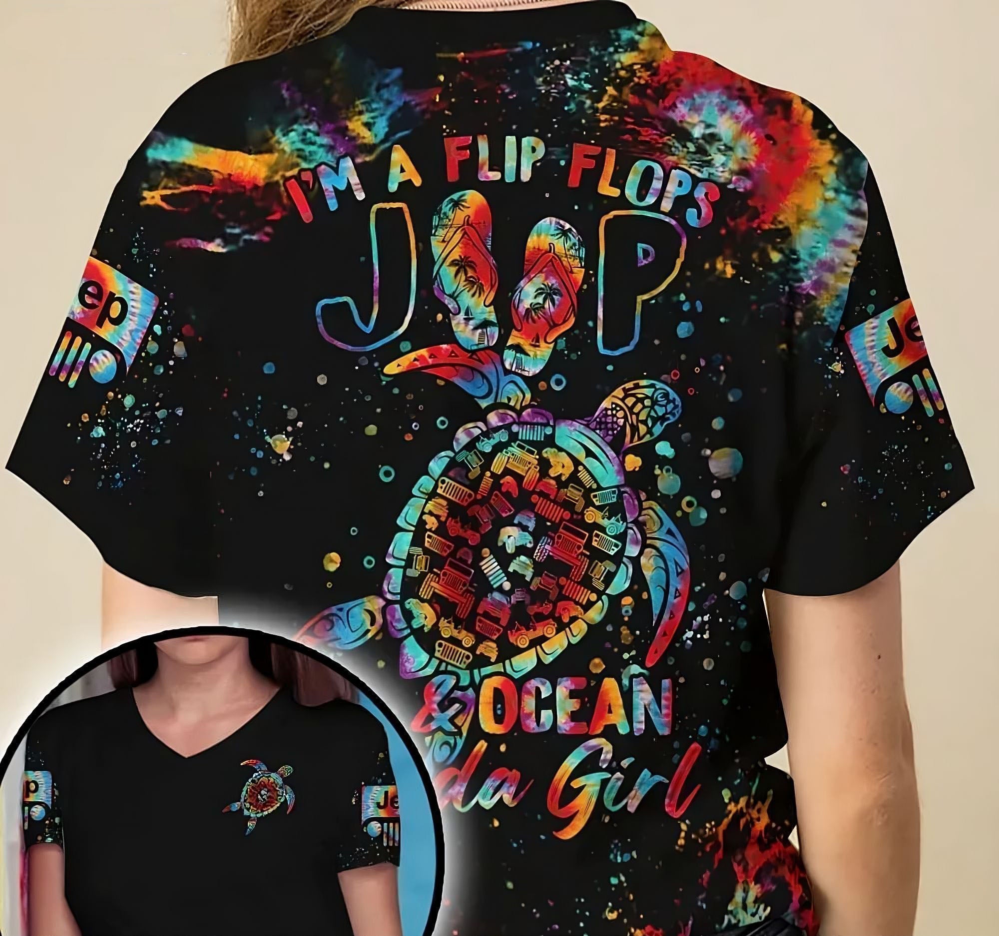 im-a-flip-flops-jeep-and-ocean-kinda-girl-turtle-all-over-print-t-shirt