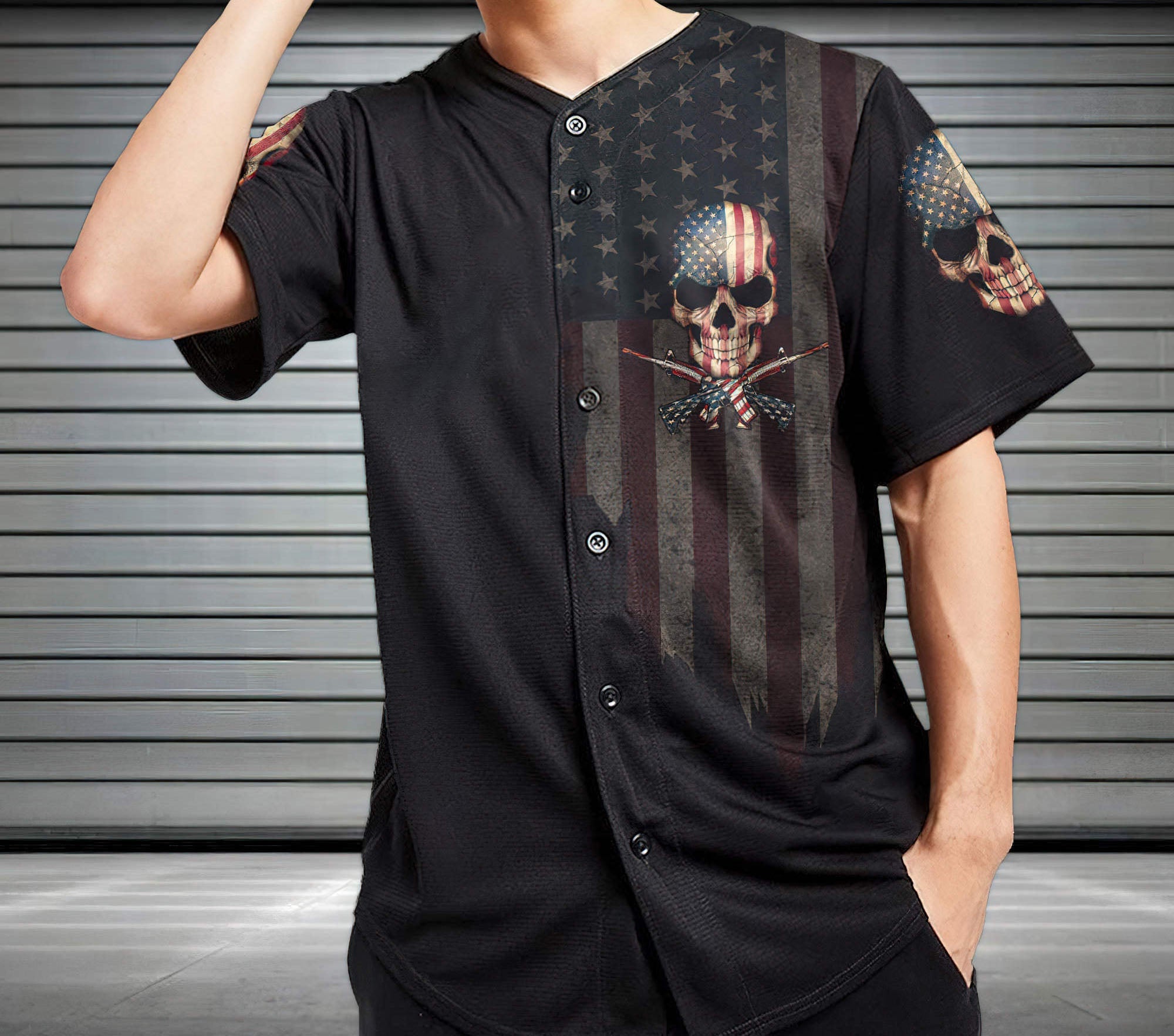 This Is America Patriotism Skull Baseball Jersey Baseball Jersey