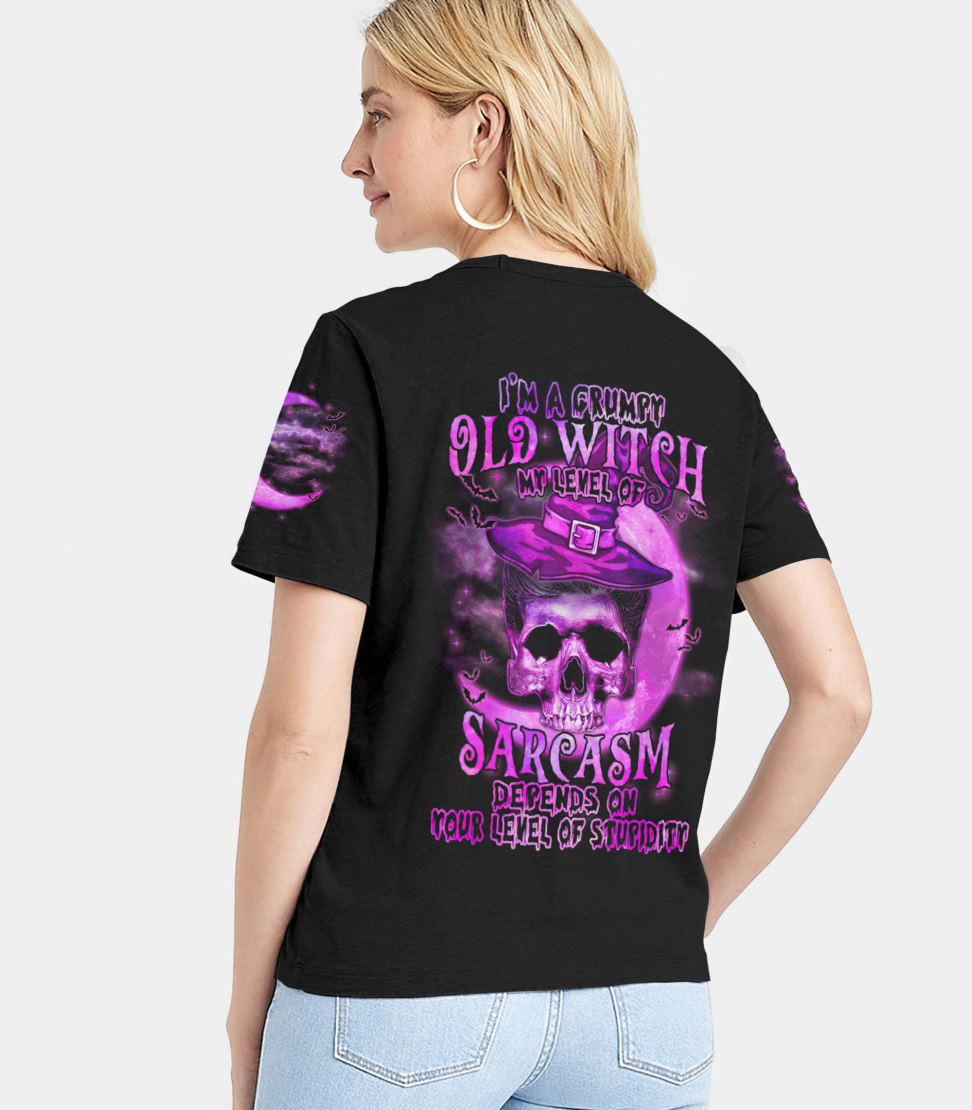 im-a-grumpy-old-witch-skull-all-over-print-women-v-neck-t-shirt