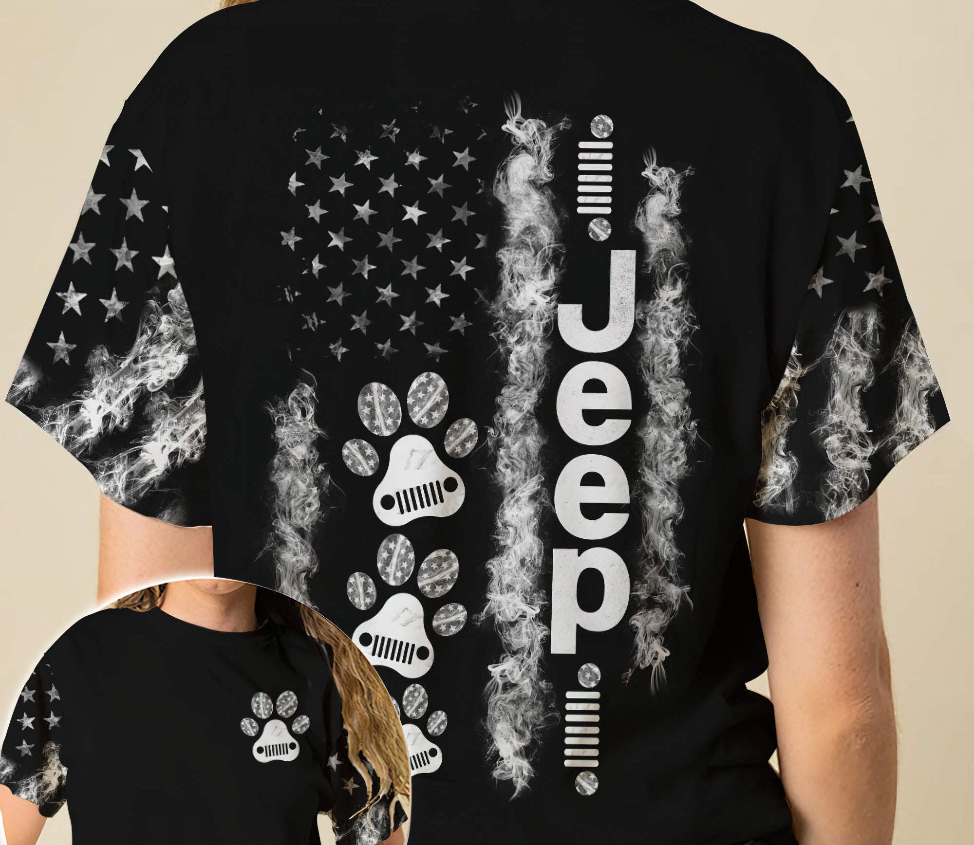 jeep-dog-paw-bw-t-shirt