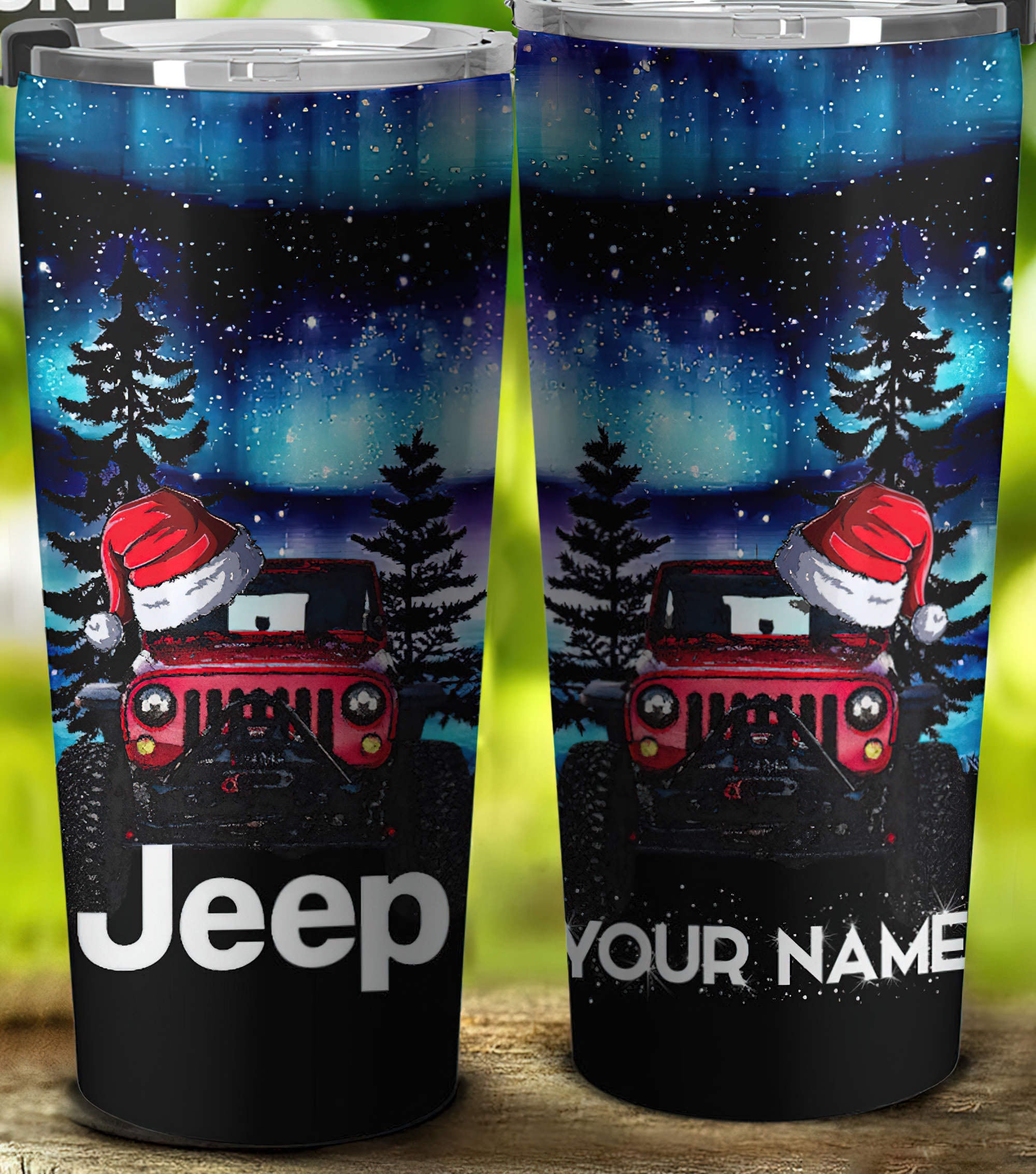 personalized-jeep-forest-christmas-tumbler