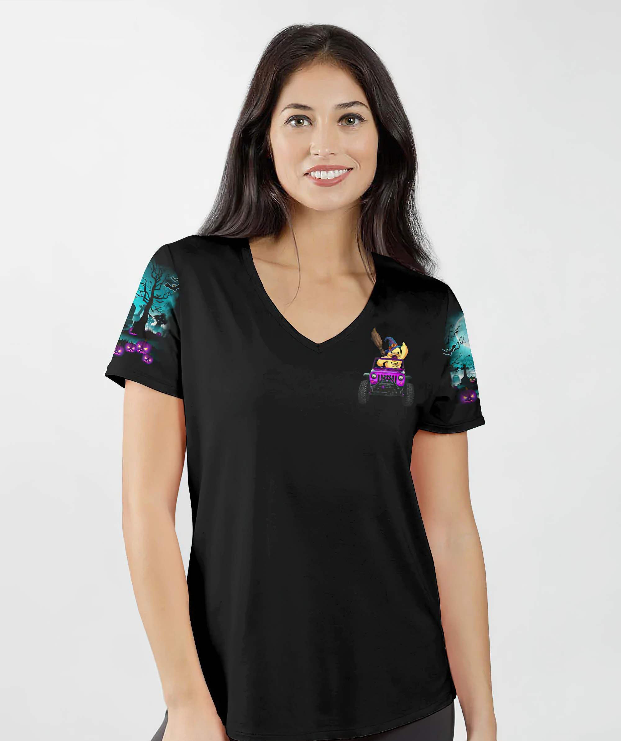 all-i-want-for-halloween-duck-jeep-halloween-women-v-neck-t-shirt