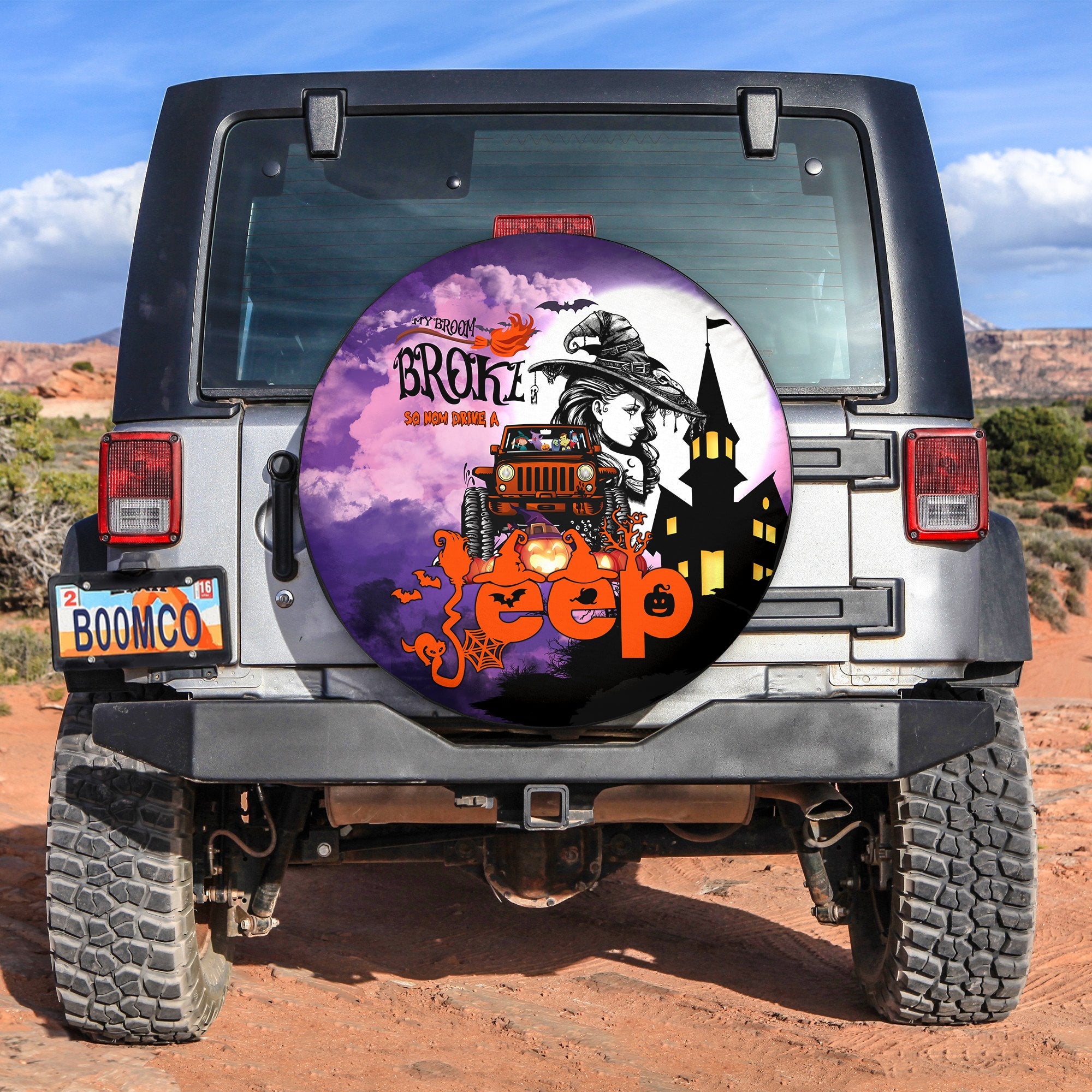 My Broom Broke So Now Drive A Jeep Halloween Spare Tire Cover