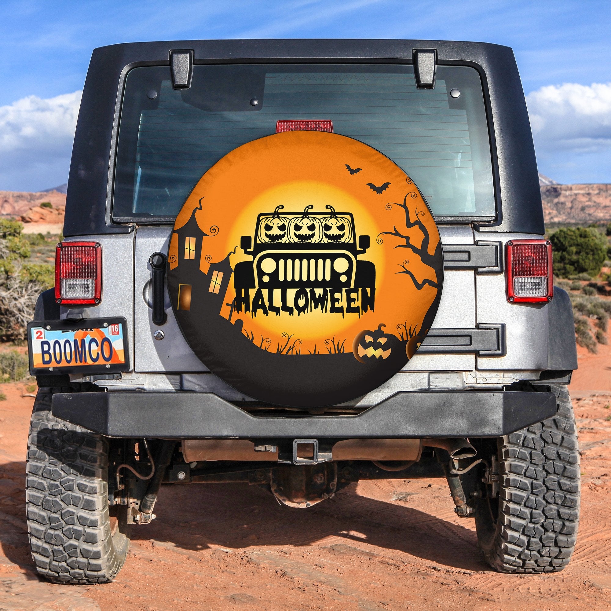 Halloween Jeep Spooky Nighttime Tire Cover