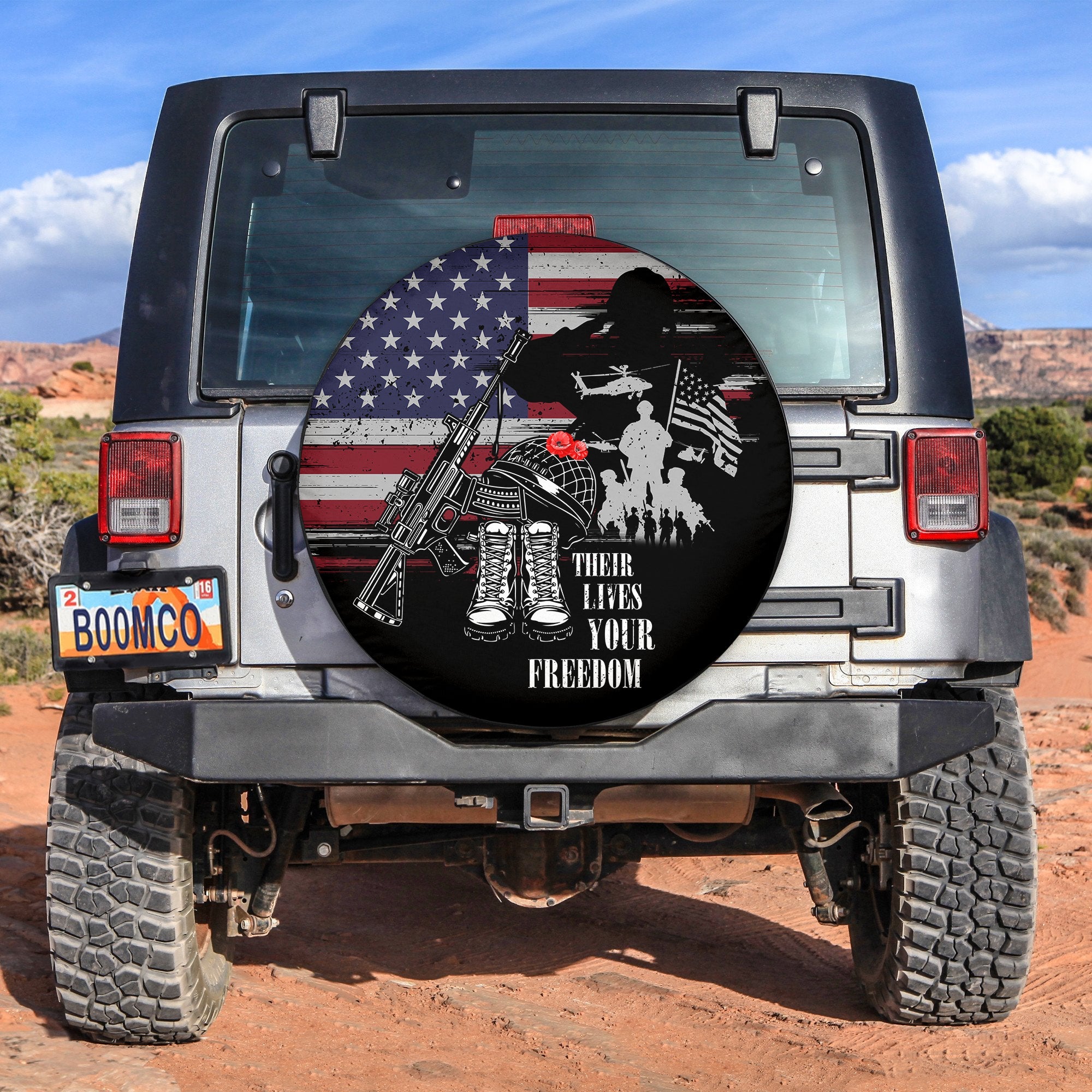 USA Veterans Day Their Lives Your Freedom Spare Tire Cover 