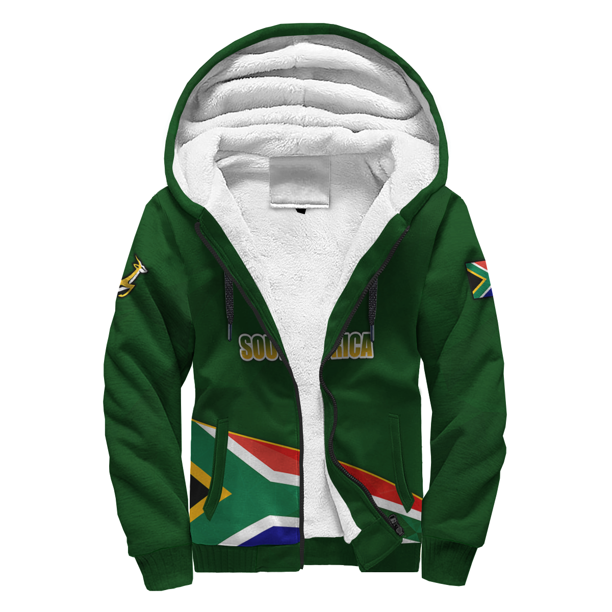 (Custom Personalised)South Africa Springboks Print Sherpa Hoodie - LT2