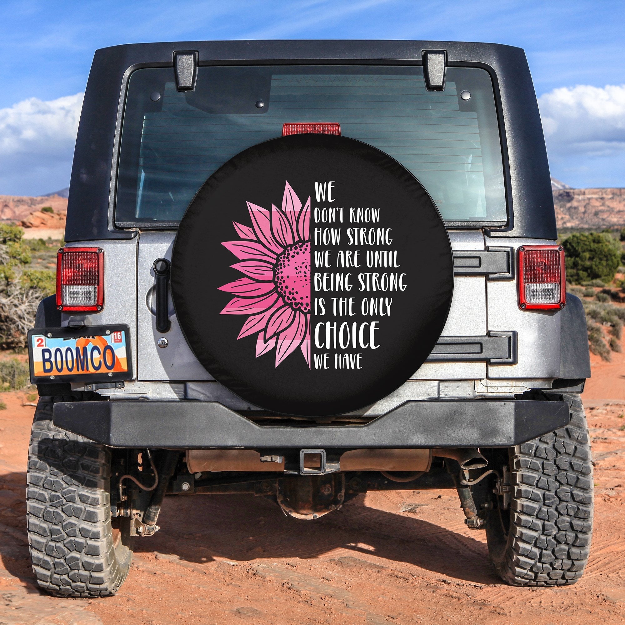 Sunflower Breast Cancer Awareness Spare Tire Cover 