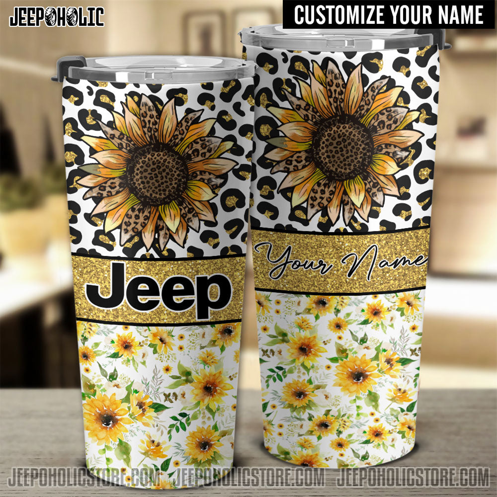 Personalized Jeep Sunflower Tumbler