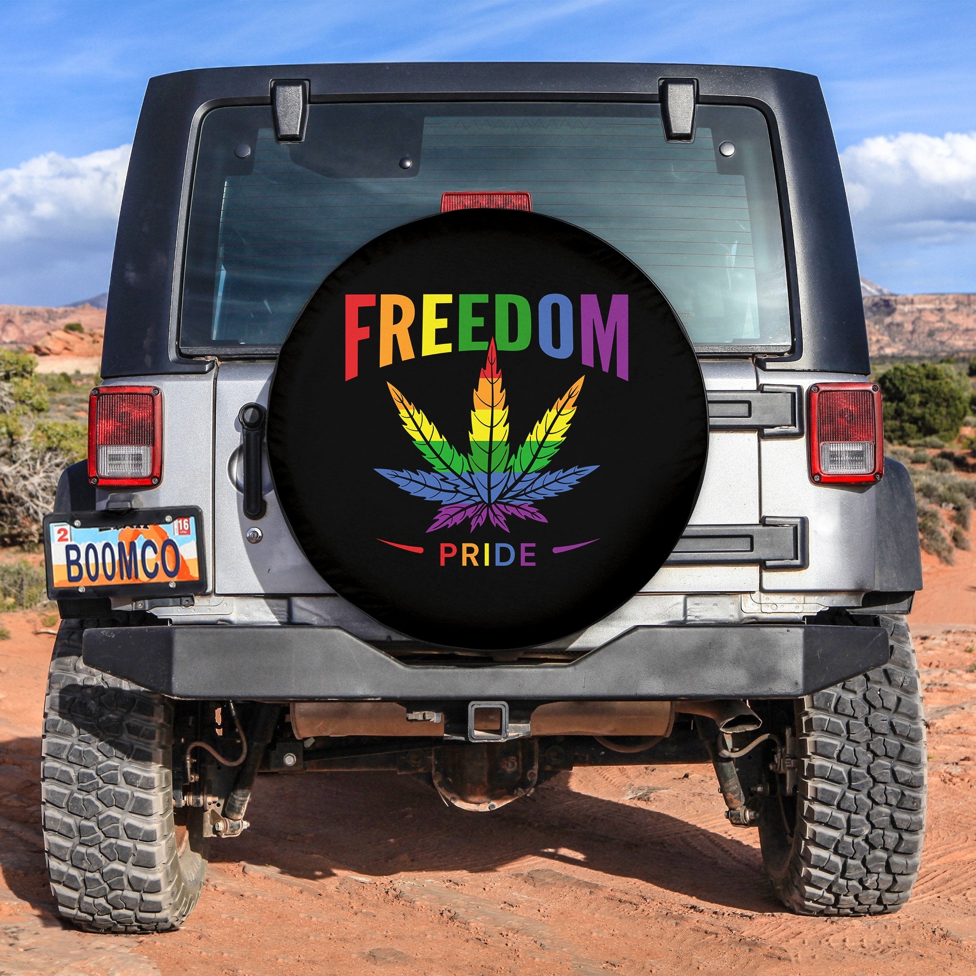 LGBT Freedom Pride Cannabis Spare Tire Cover 