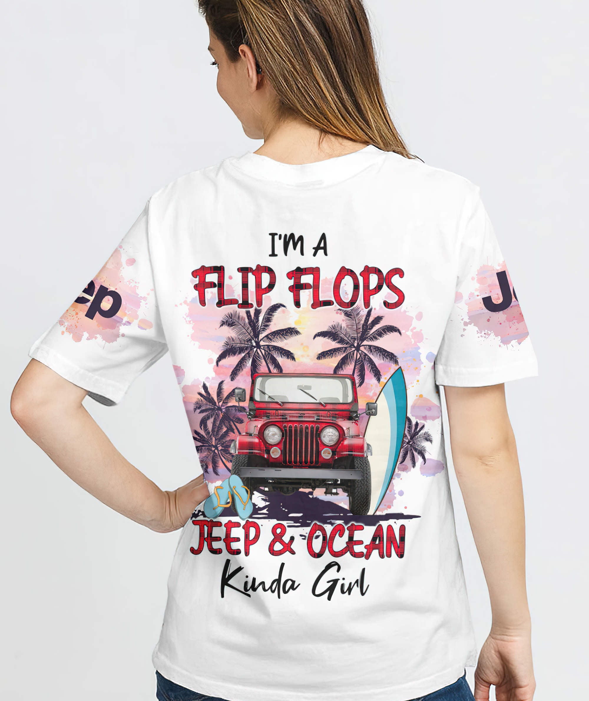 im-a-flip-flops-jeep-and-ocean-kinda-girl-red-plaid-t-shirt