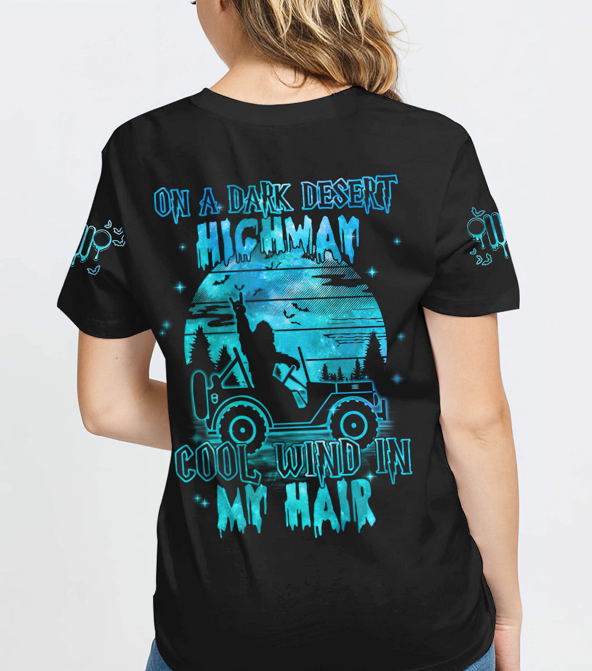 on-a-dark-desert-highway-jeep-big-foot-halloween-t-shirt