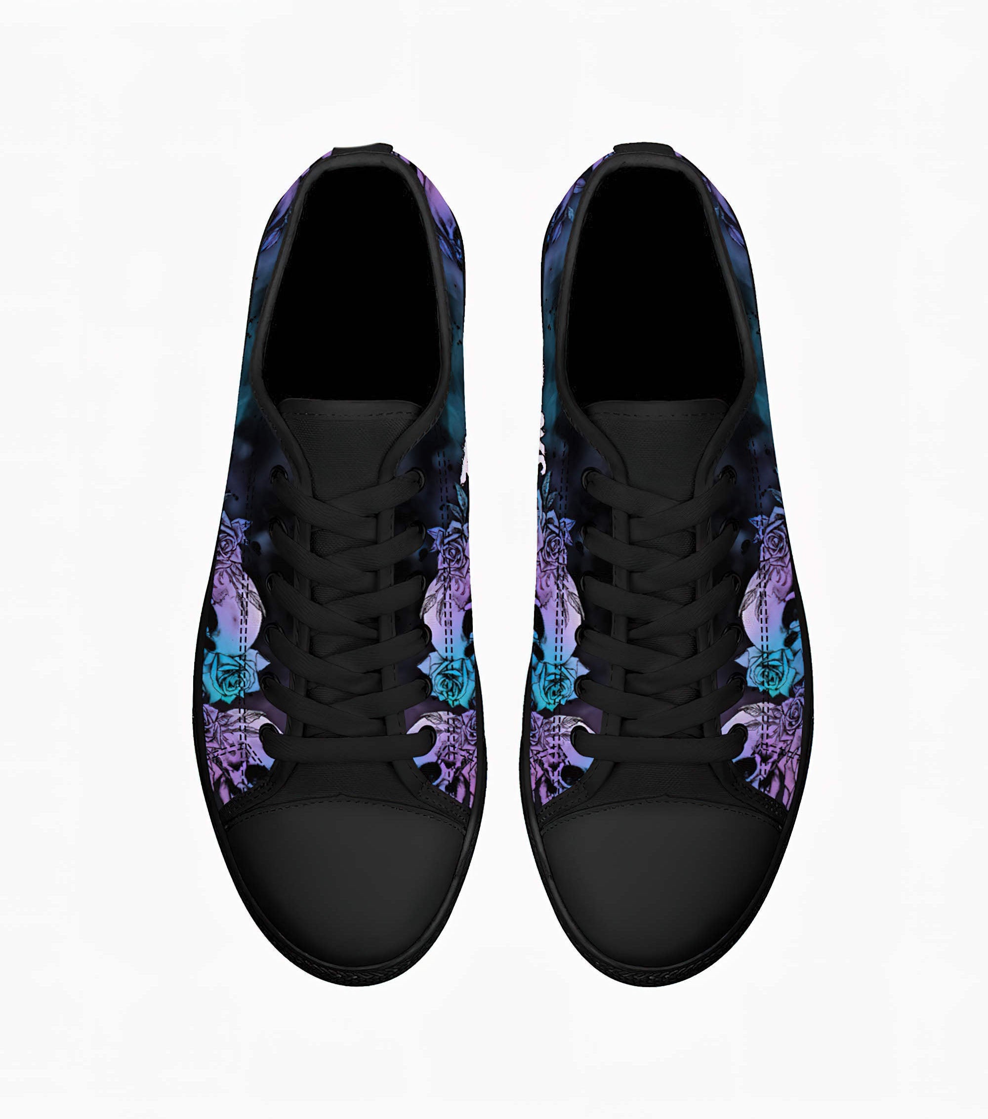 Zero Fcks Given Skull Low Top Canvas Shoes Low Top Shoes