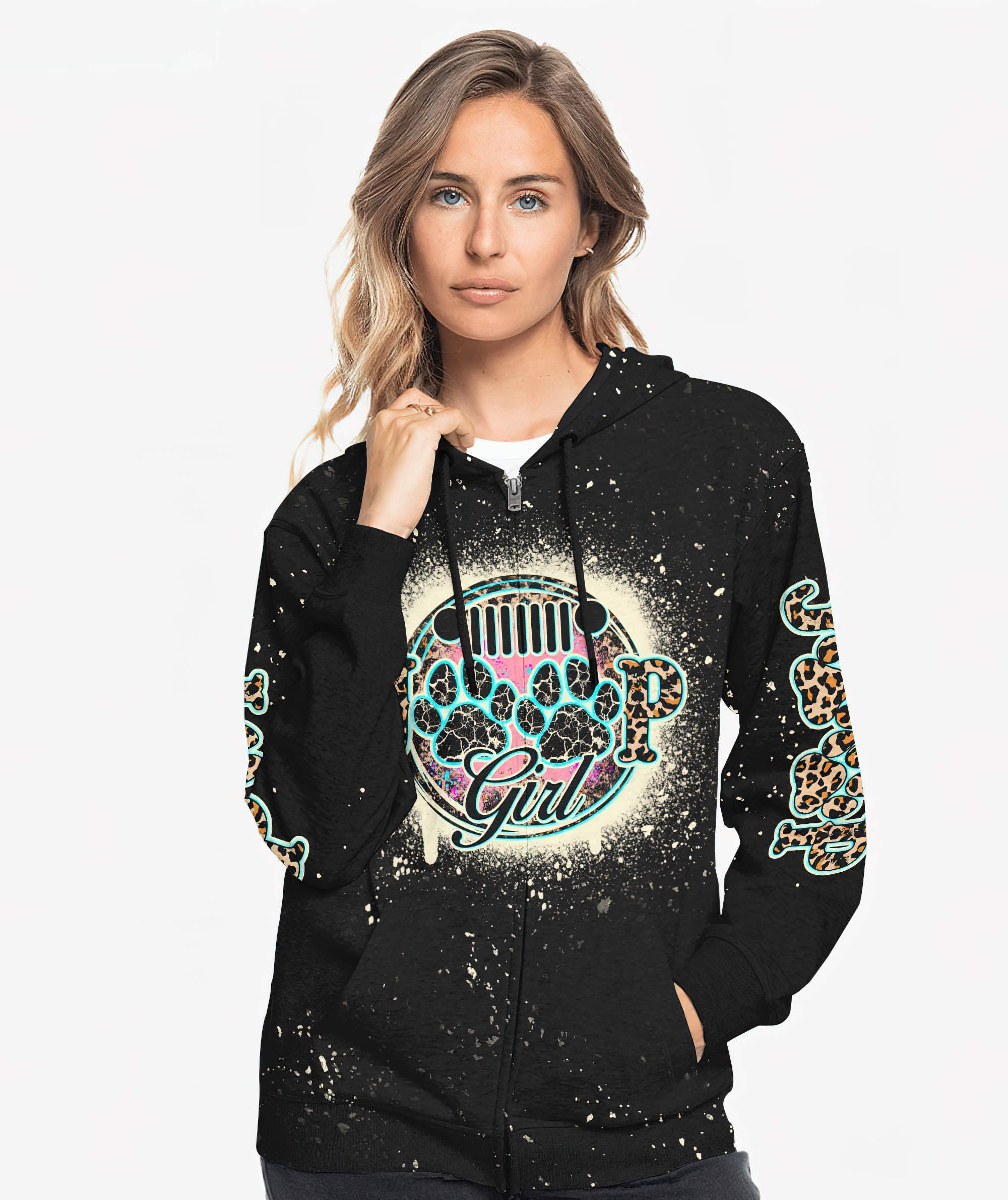 jeep-girl-dog-leopard-bleached-hoodie