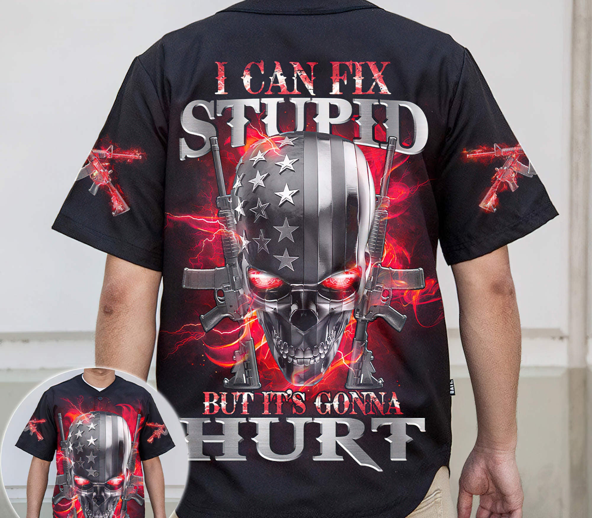 I Can Fix Stupid Metal Skull G Baseball Jersey Baseball Jersey