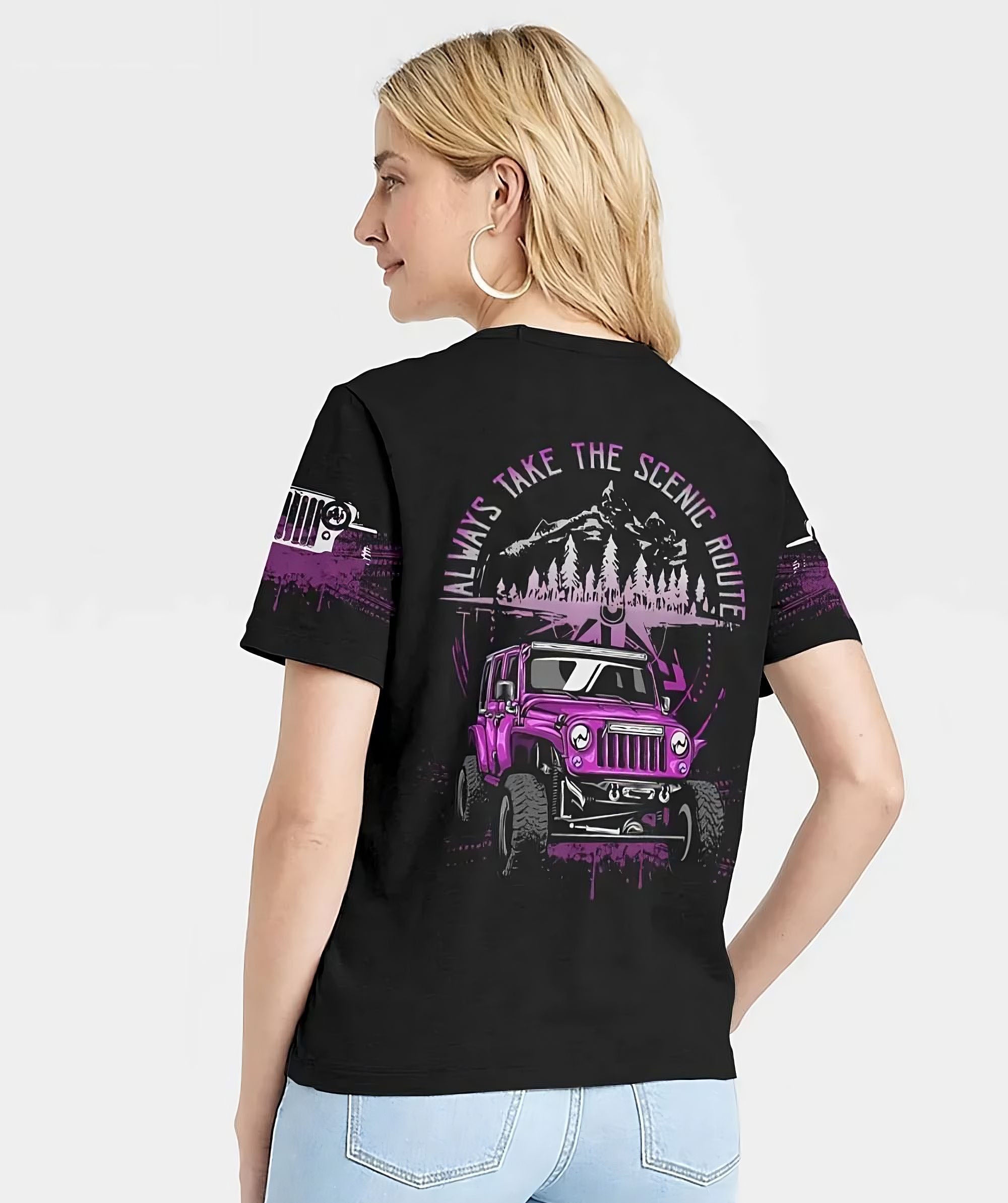 always-take-the-scenic-route-jeep-girl-all-over-print-women-v-neck-t-shirt