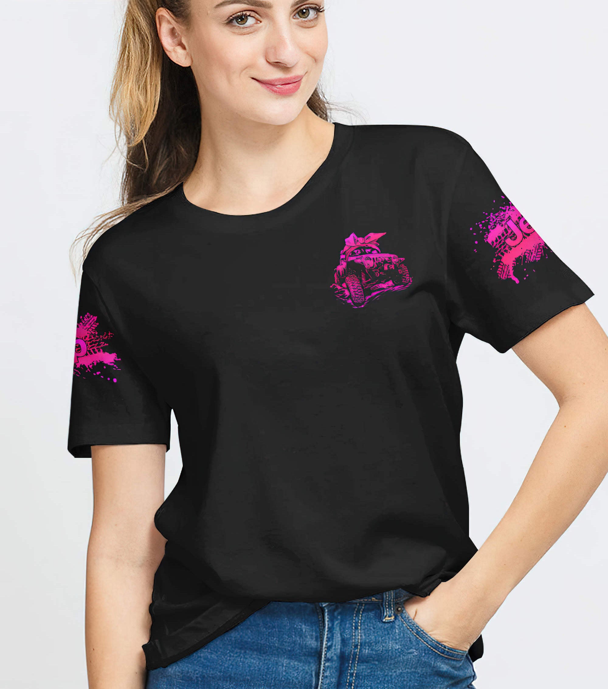 jeep-girl-classy-sassy-sunflower-pink-t-shirt