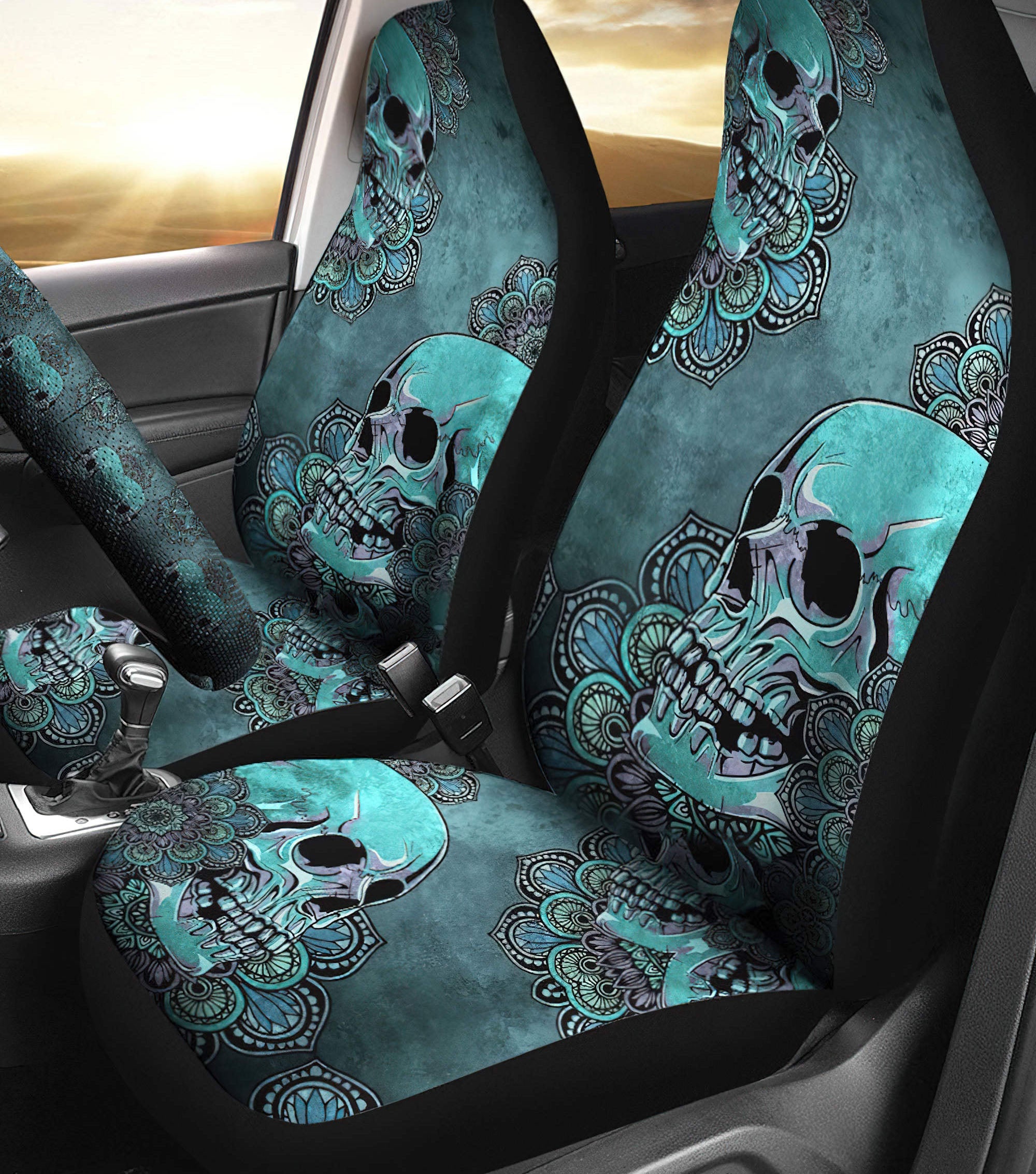 skull-mandala-flower-automotive-car-seat-cover