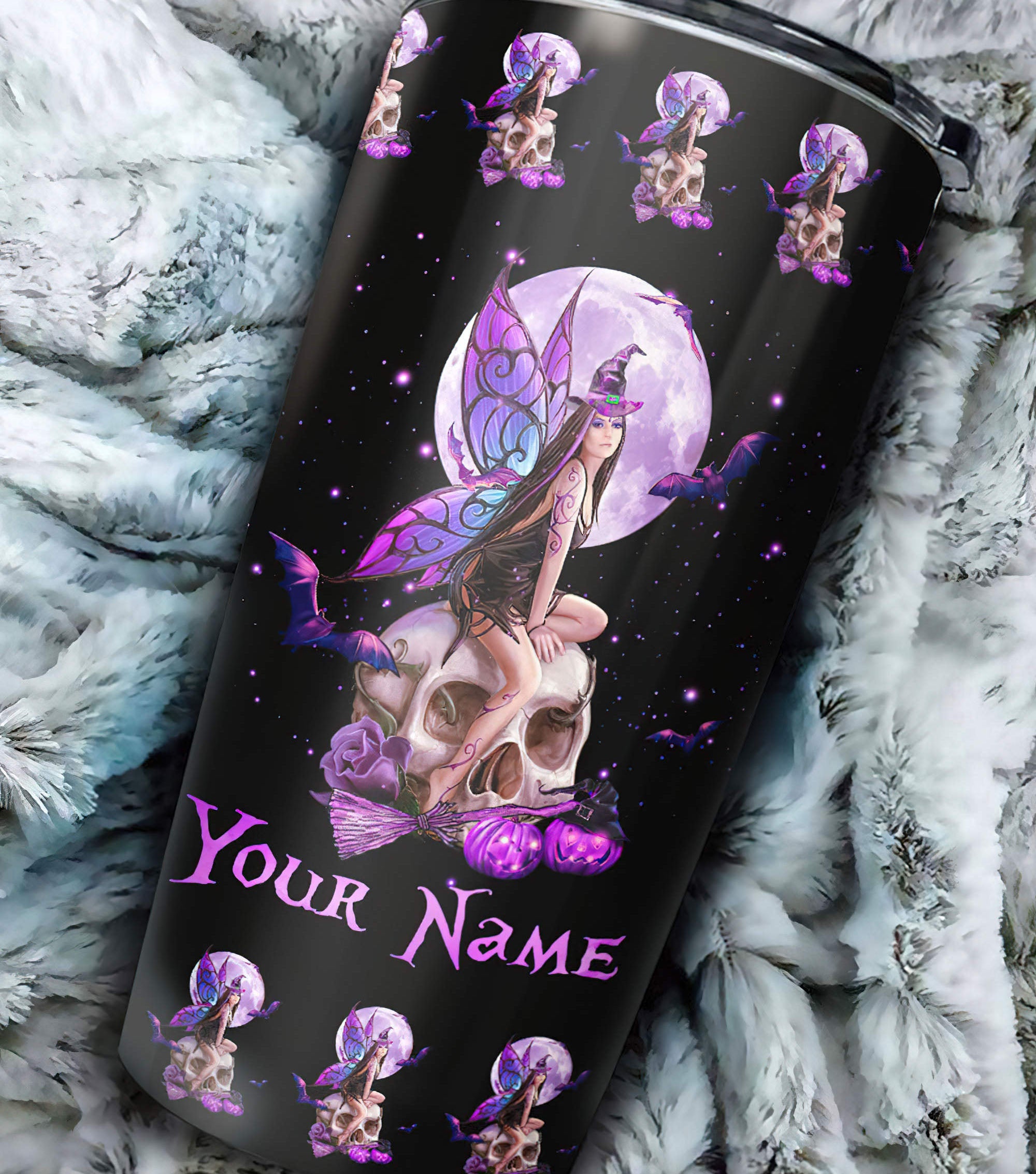 Personalized Fairy Skull Moon Tumbler