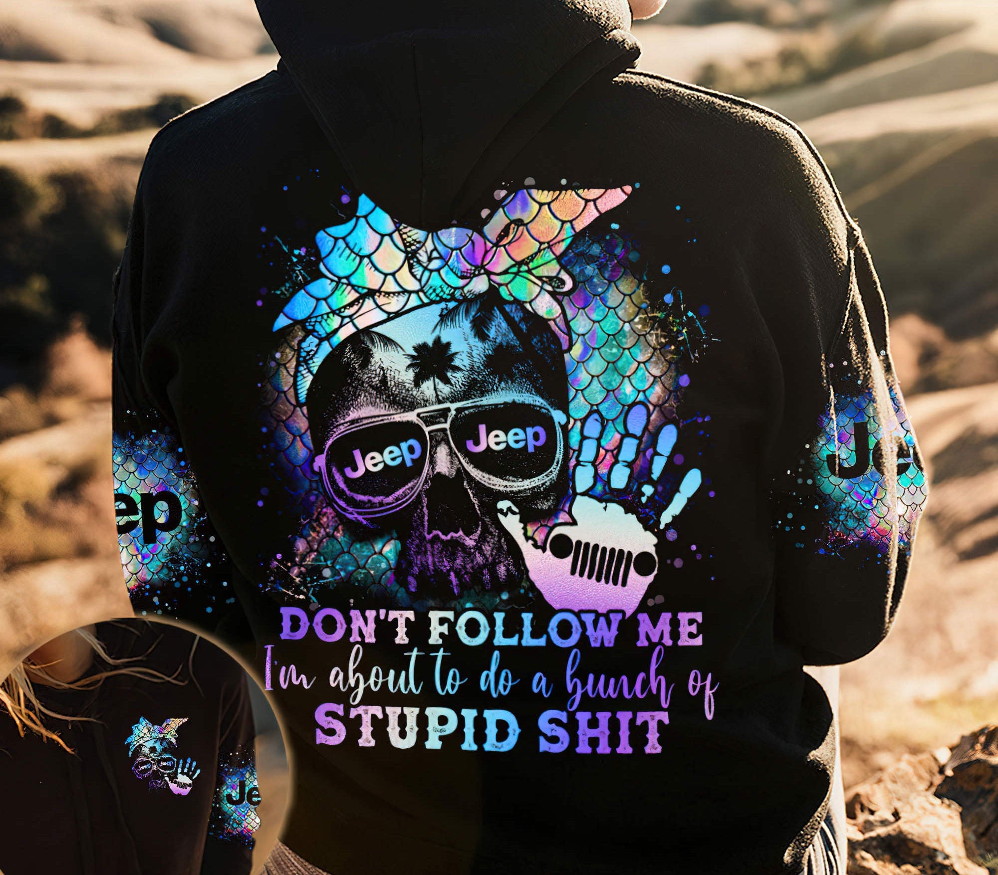 dont-follow-me-mermaid-skull-jeep-hoodie