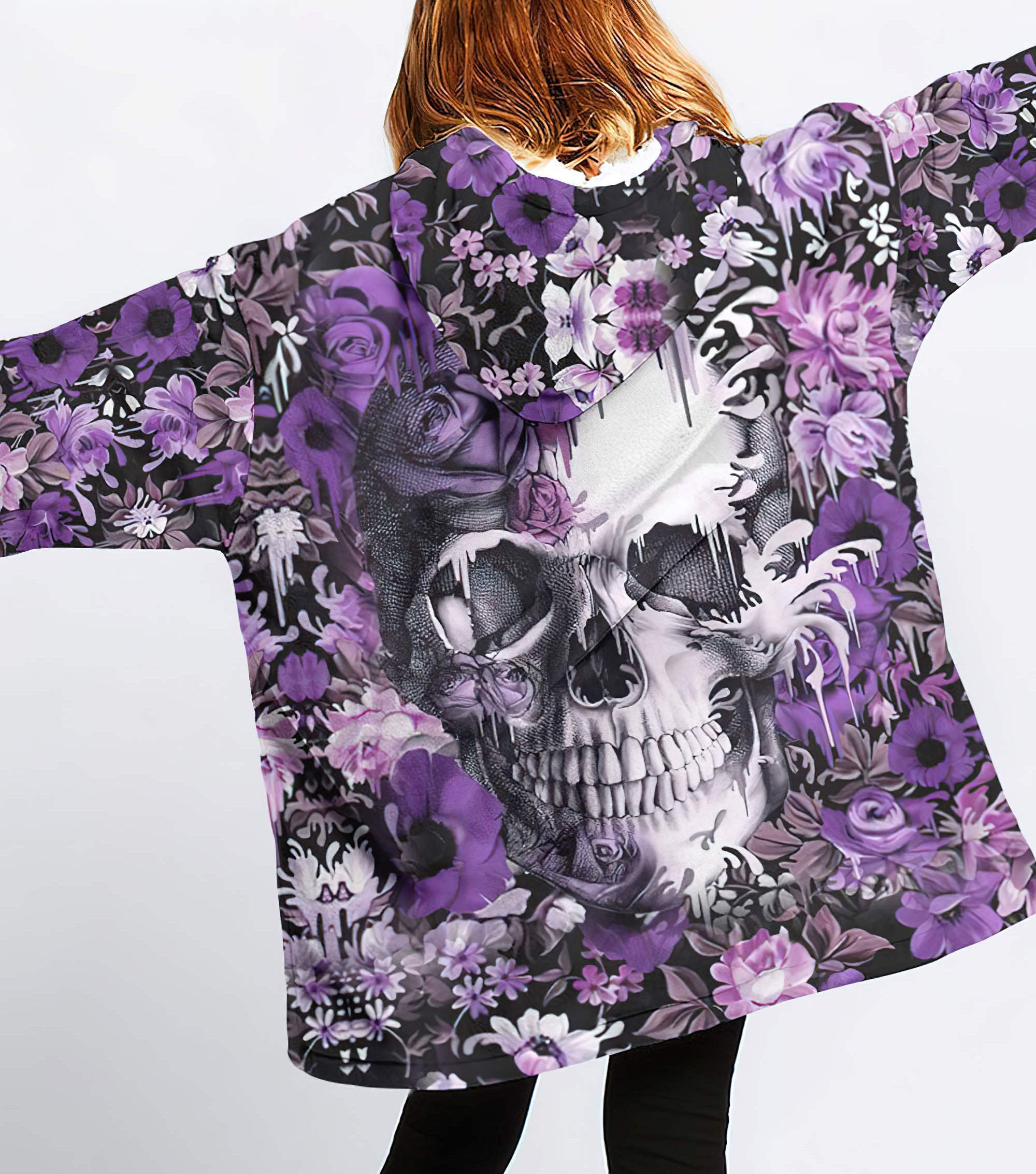 skull-flower-sherpa-blanket-hoodie-wearable-blanket-hoodie