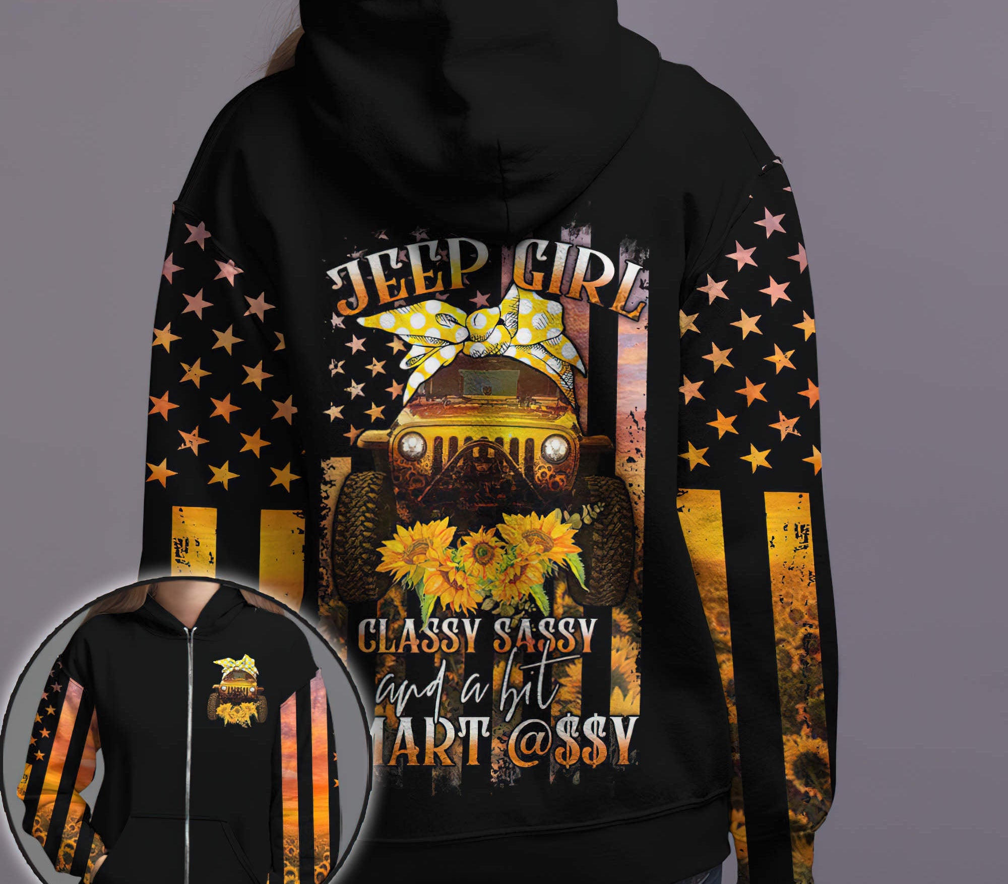 jeep-girl-sunflower-classy-hoodie