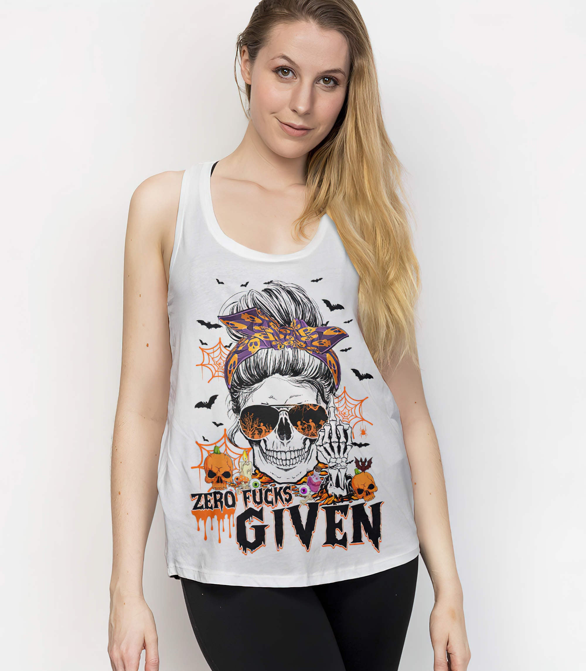 zero-fks-given-skull-halloween-2d-tank-top