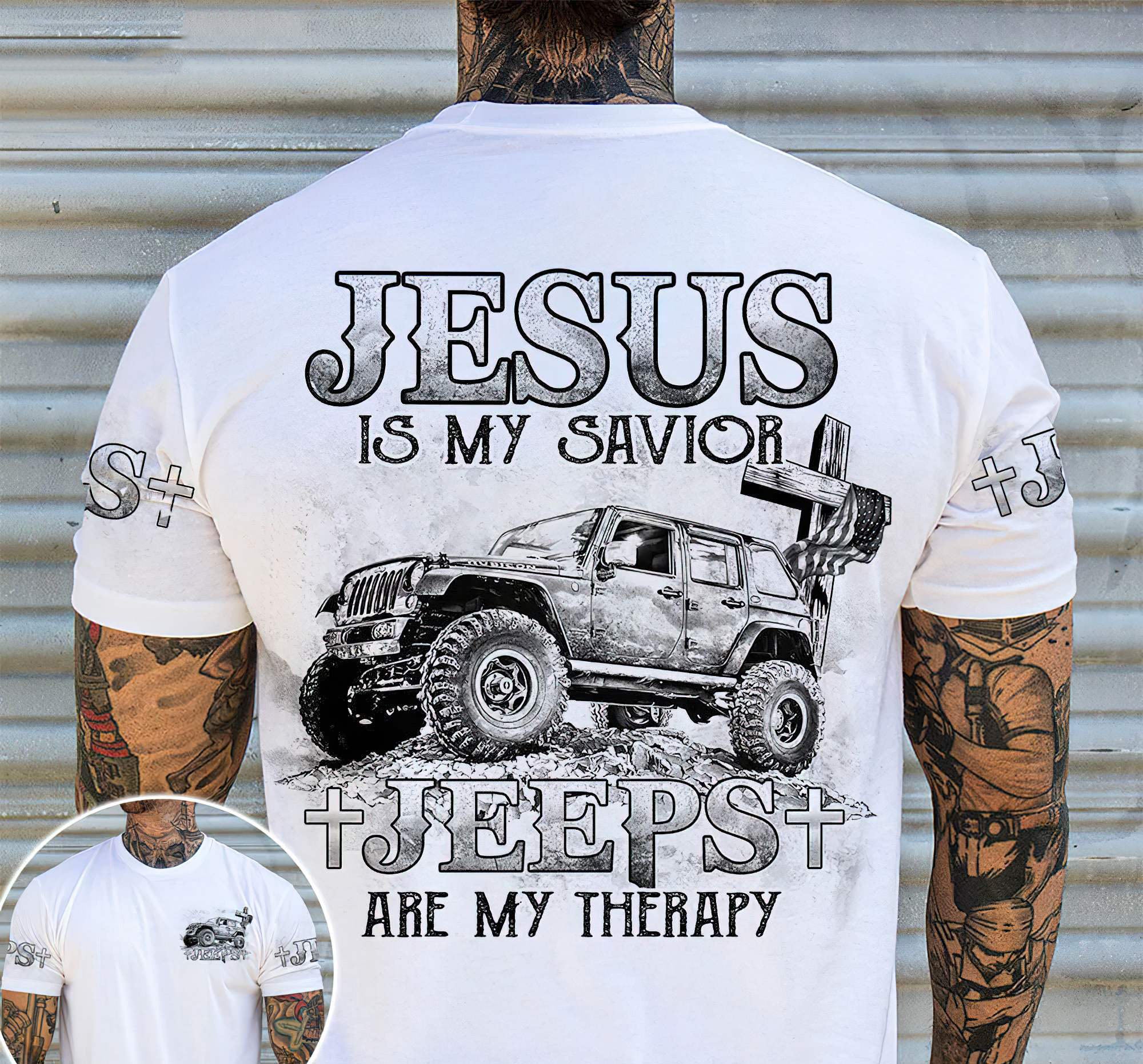 jesus-is-my-savior-jeeps-are-my-therapy-all-over-print-t-shirt