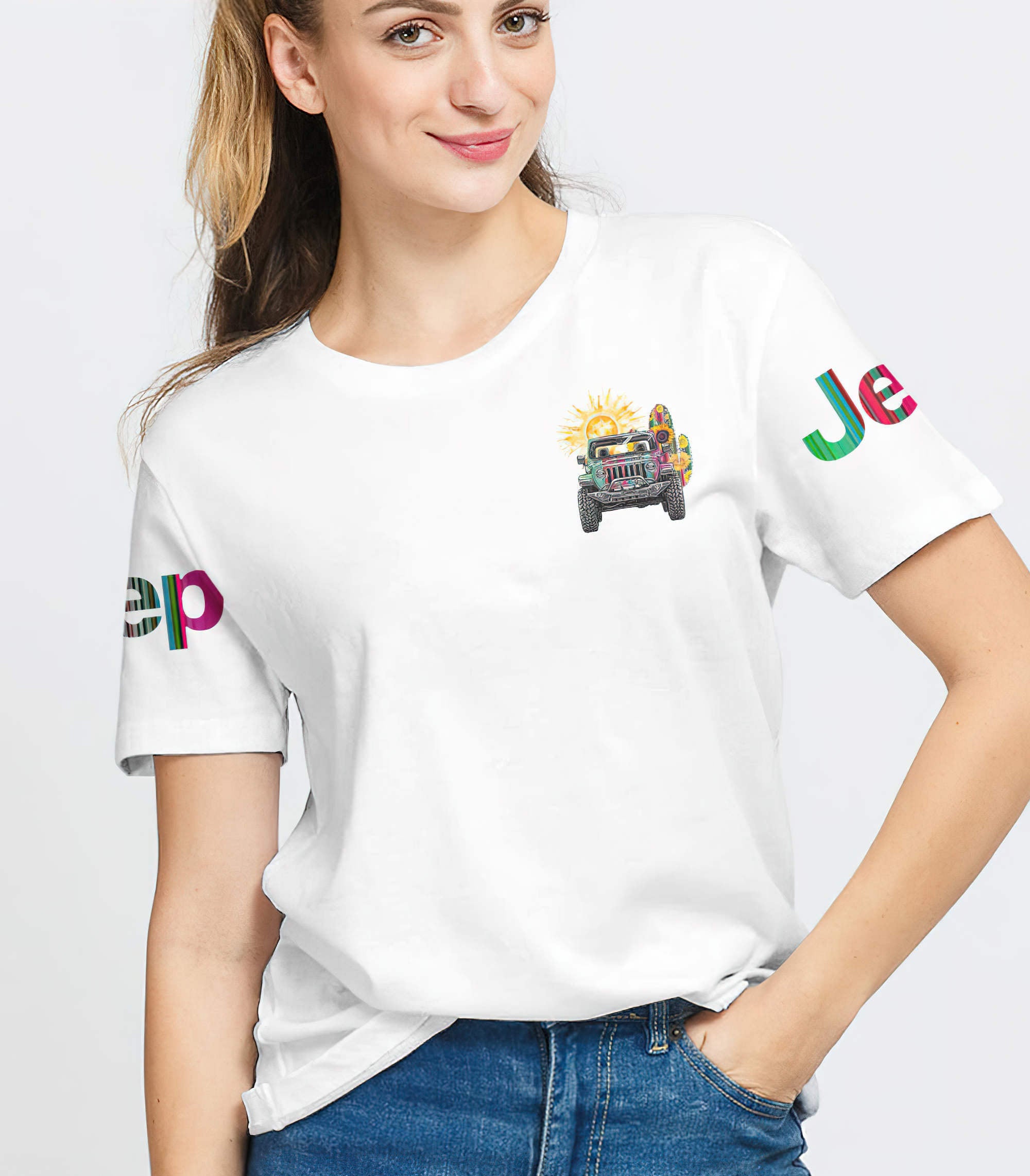 on-a-dark-desert-highway-jeep-cactus-t-shirt