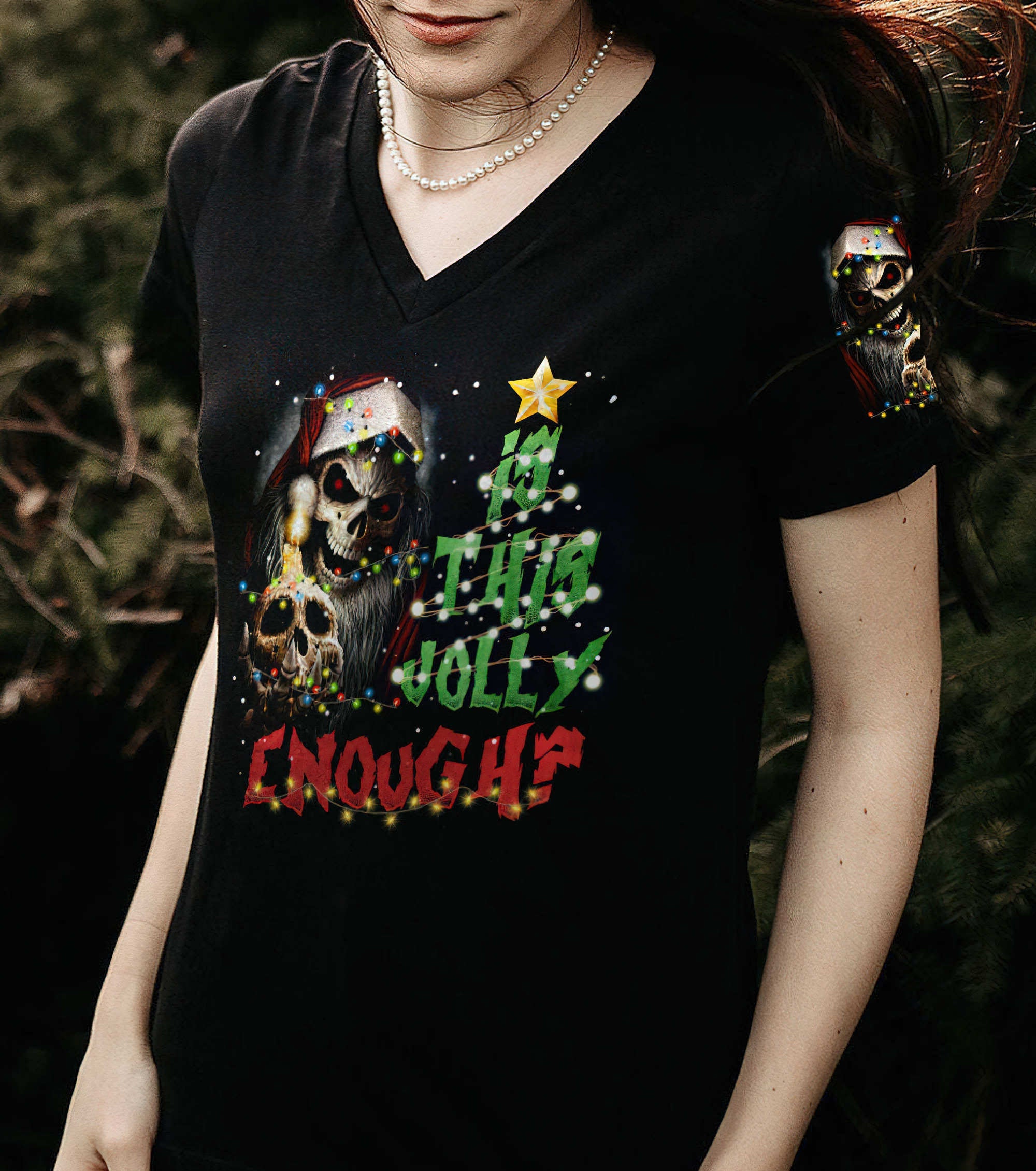 is-this-jolly-enough-skull-all-over-print-women-v-neck-t-shirt