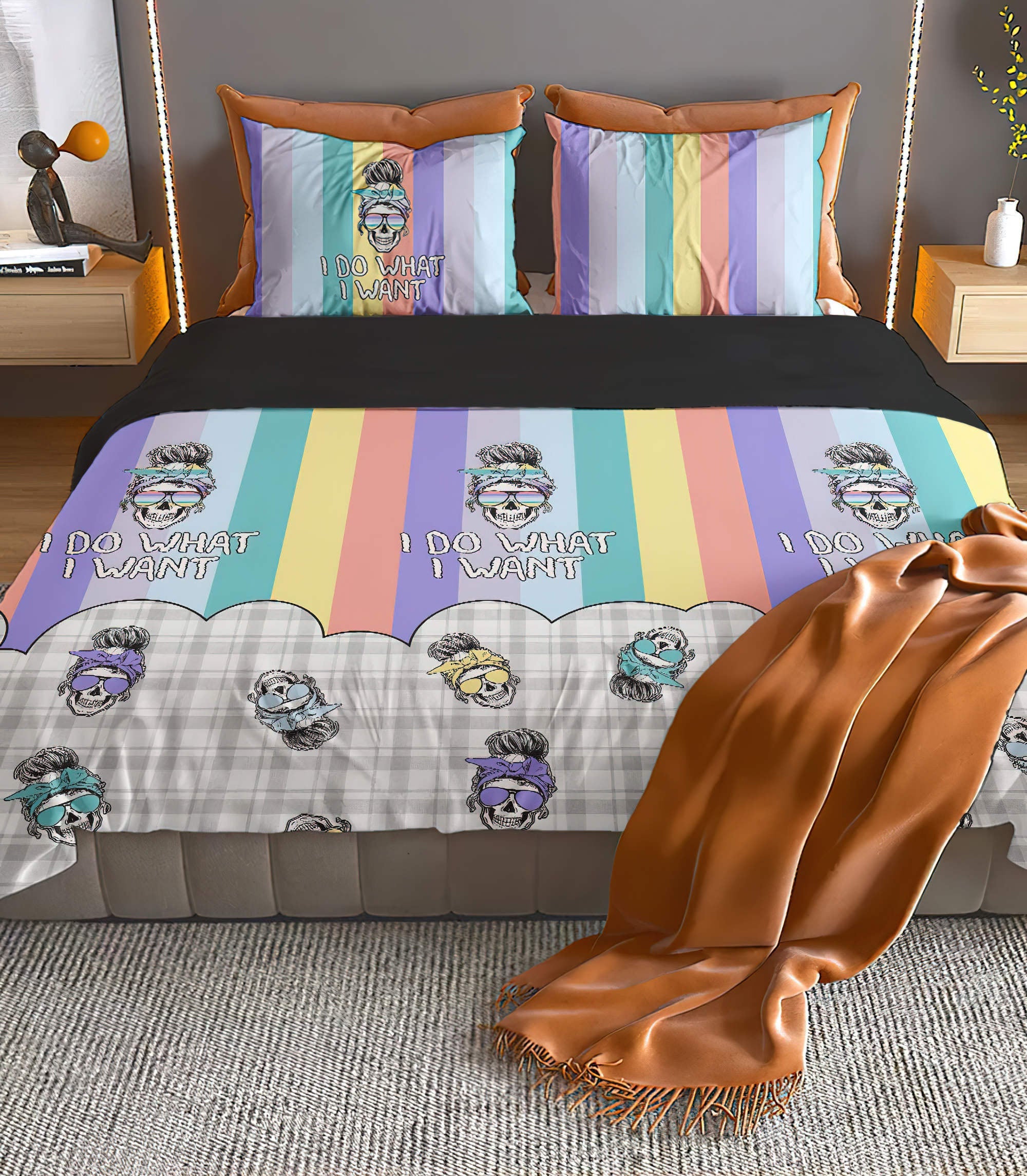 i-do-what-i-want-skull-rainbow-bedding-set-bedding-set