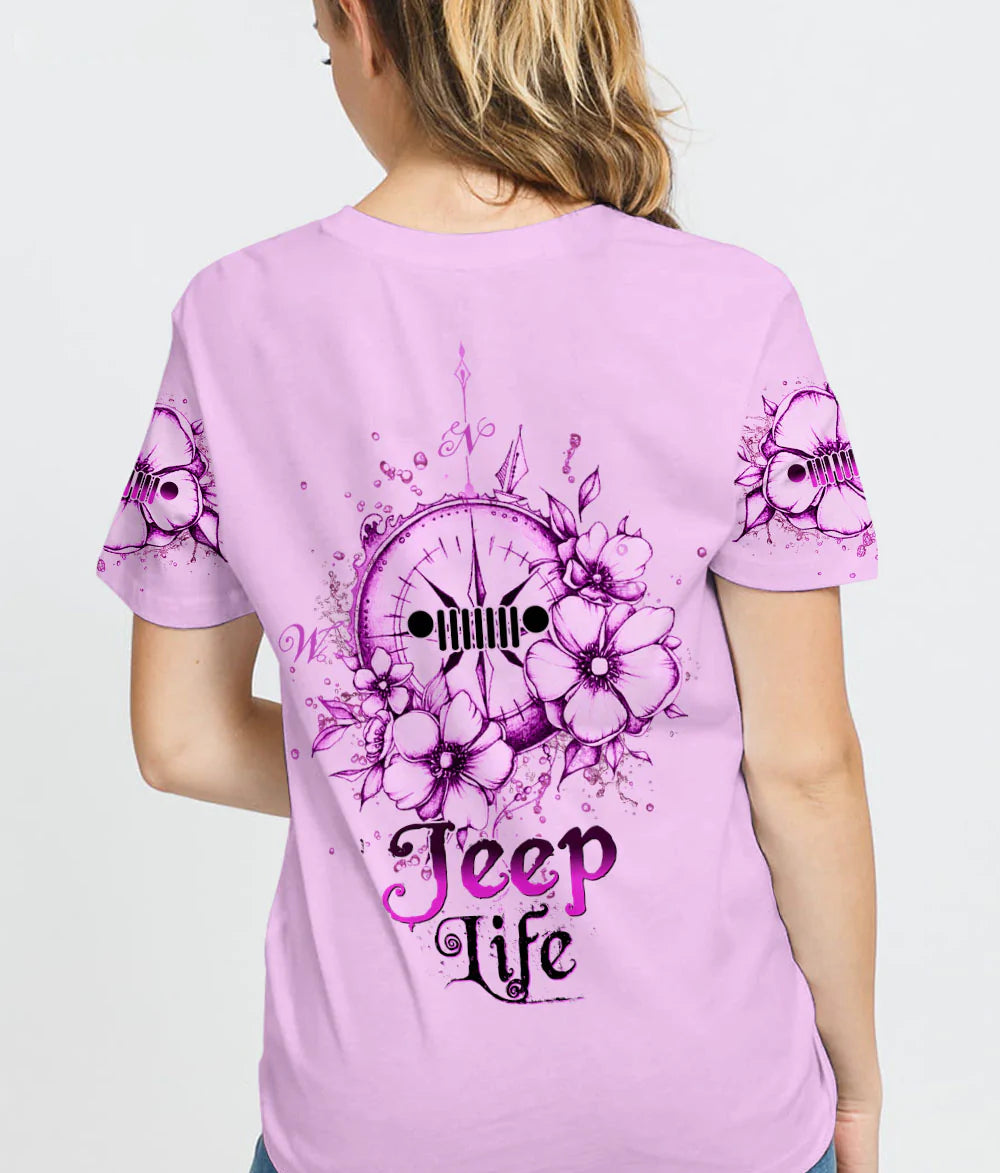 jeep-life-flower-compass-t-shirt