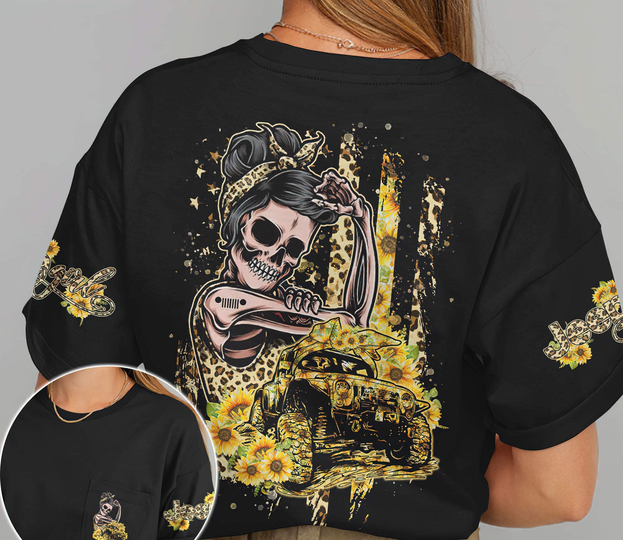 jeep-girl-sunflower-skeleton-t-shirt