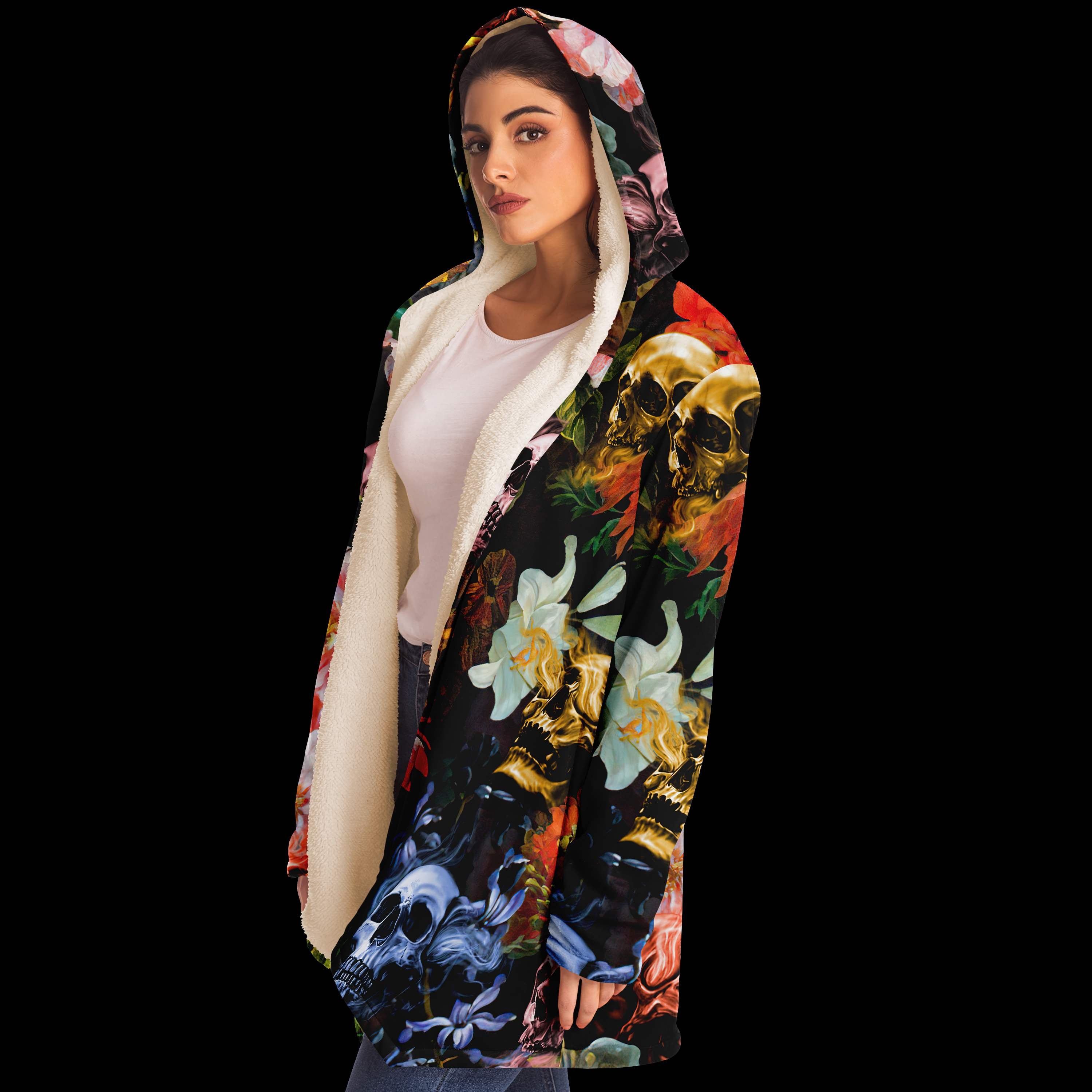 midnight-flowers-skull-premium-fleece-cloak-cloaks