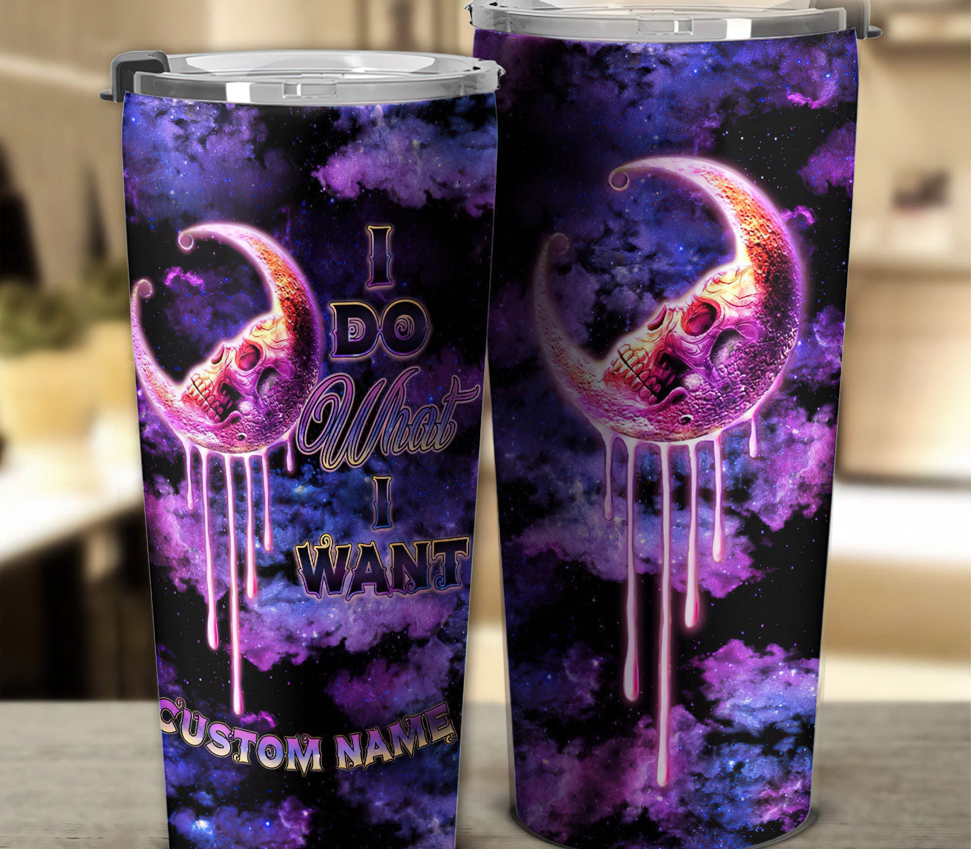 Personalized I Do What I Want Skull Moon Tumbler Tumbler