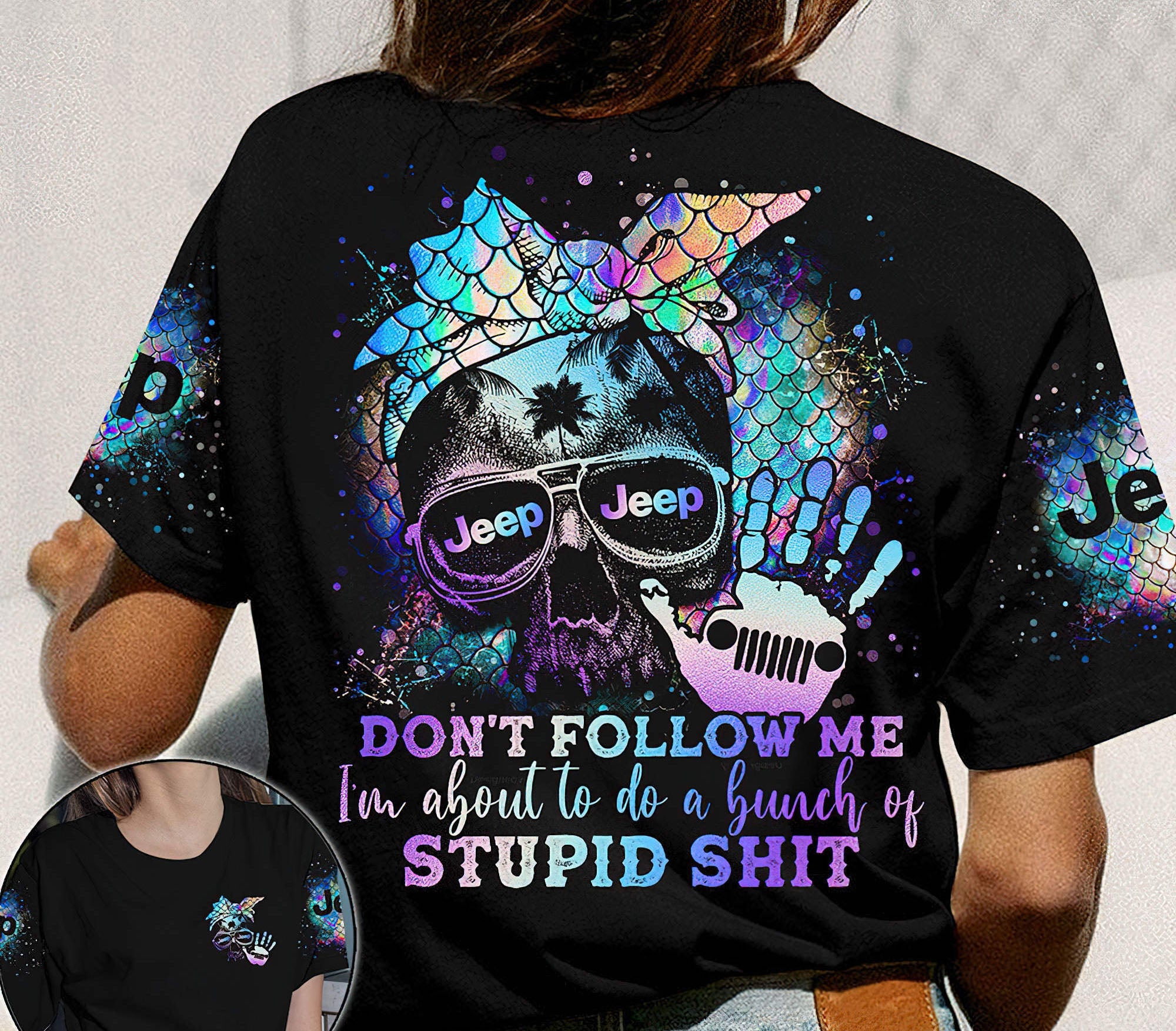 dont-follow-me-mermaid-skull-jeep-t-shirt