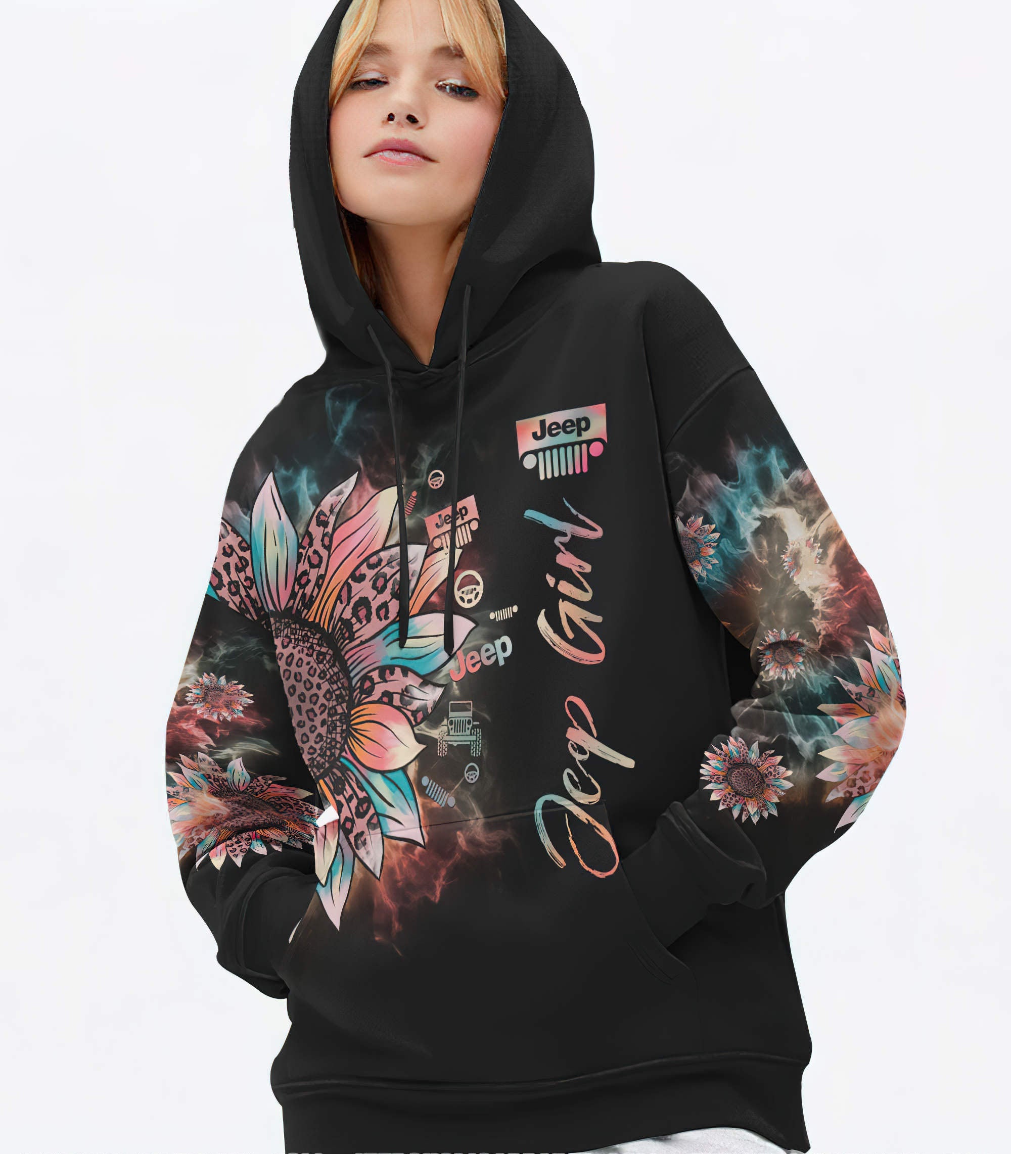 leopard-sunflower-jeep-girl-hoodie