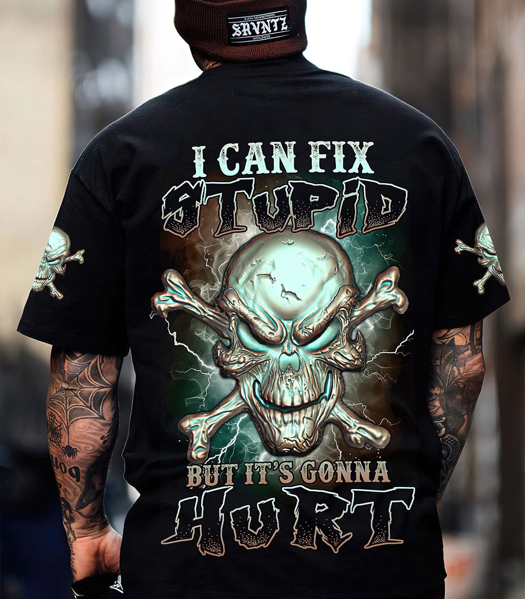 I Can Fix Stupid Metal Skull Bones All Over Print T Shirt