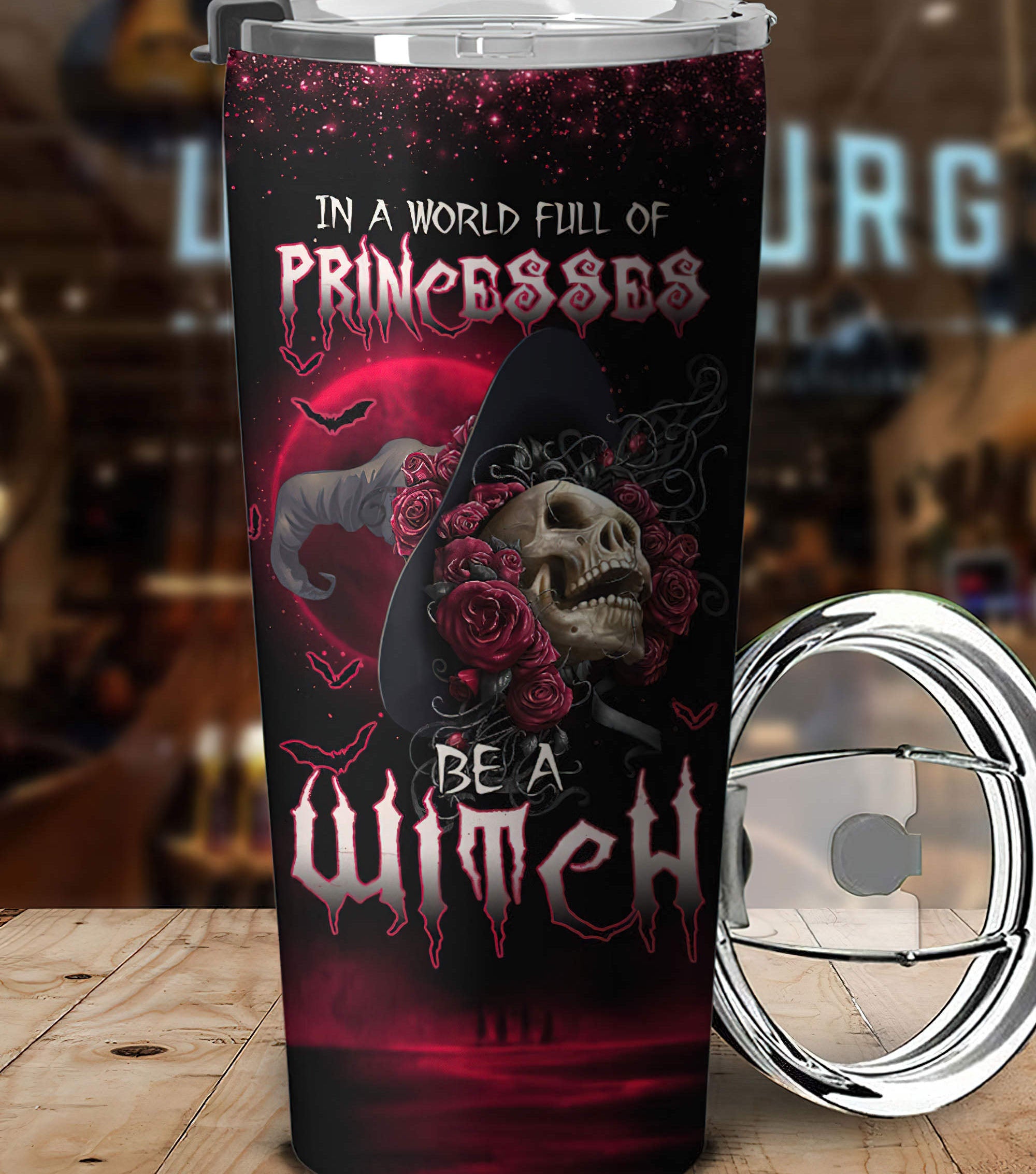 personalized-be-a-witch-rose-skull-tumbler