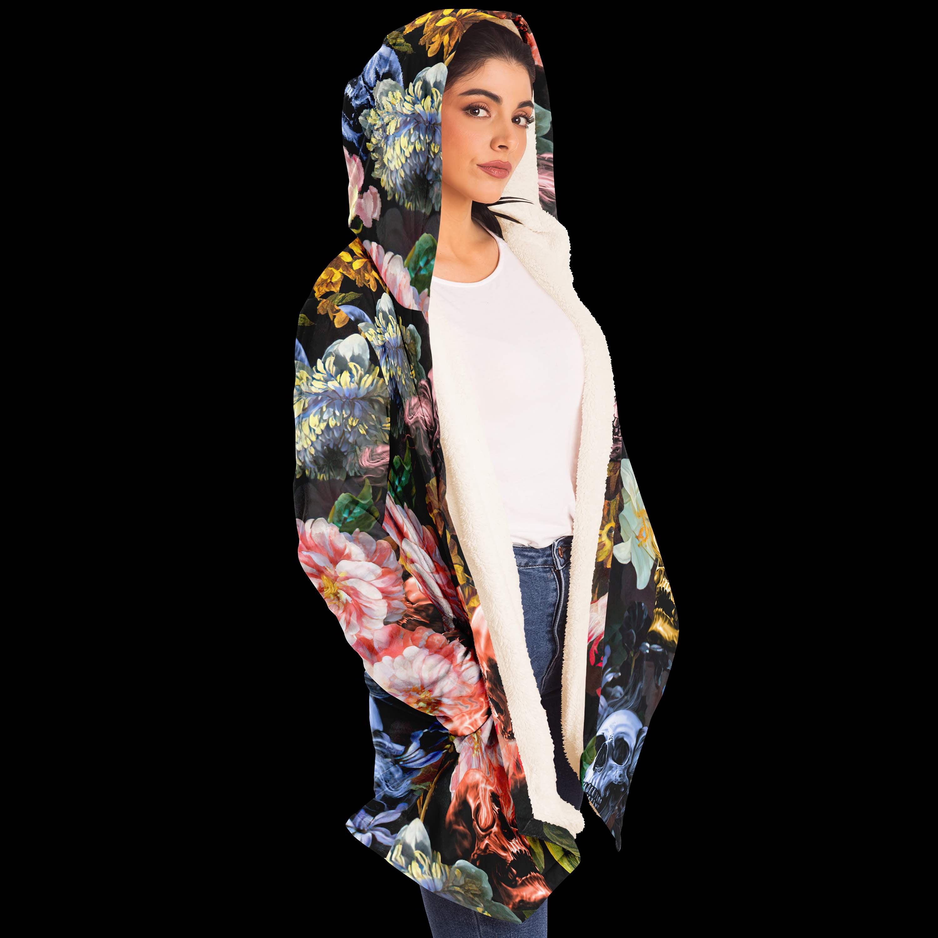 midnight-flowers-skull-premium-fleece-cloak-cloaks