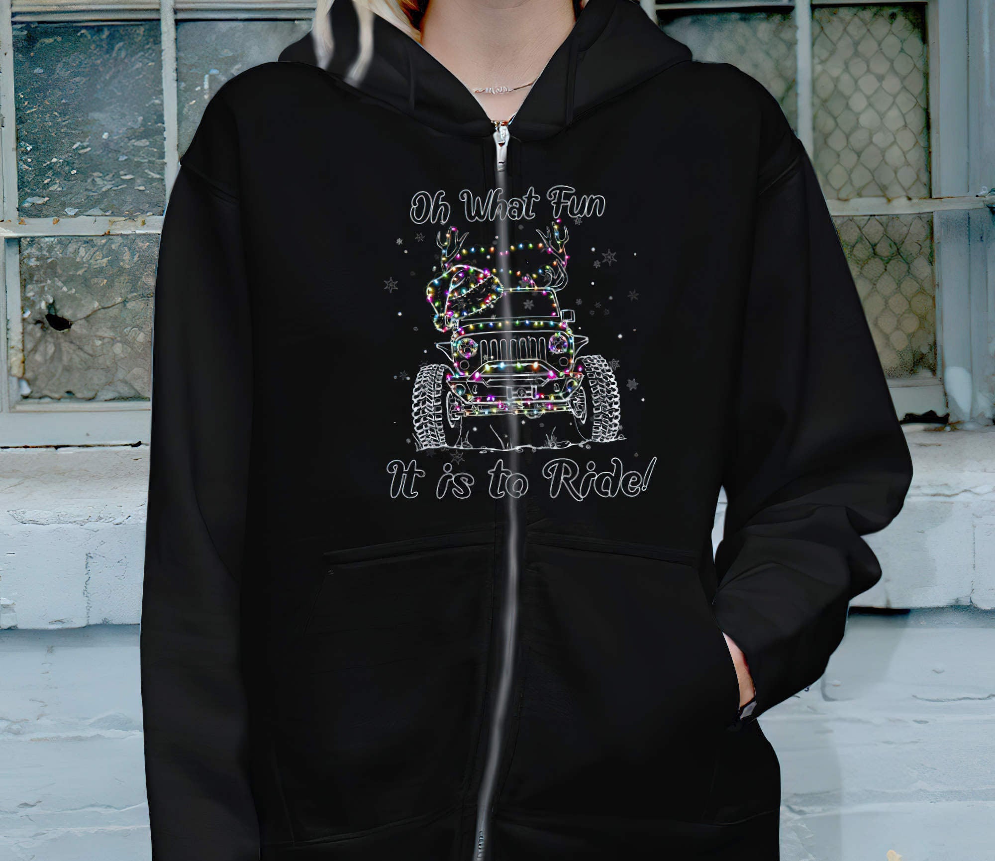 oh-what-fun-jeep-lights-1-sided-hoodie