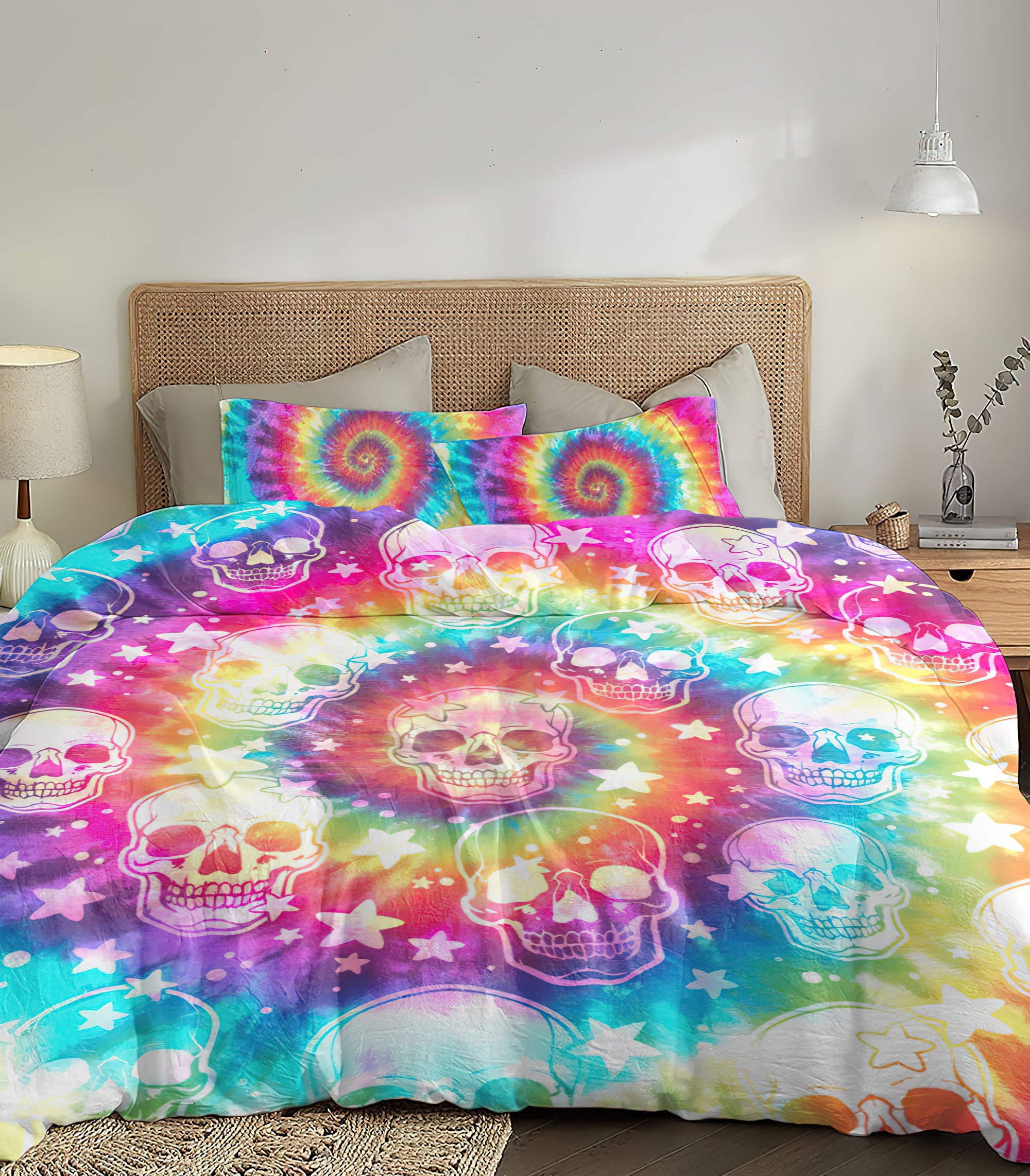 skull-tie-dye-pattern-bedding-set-bedding-set