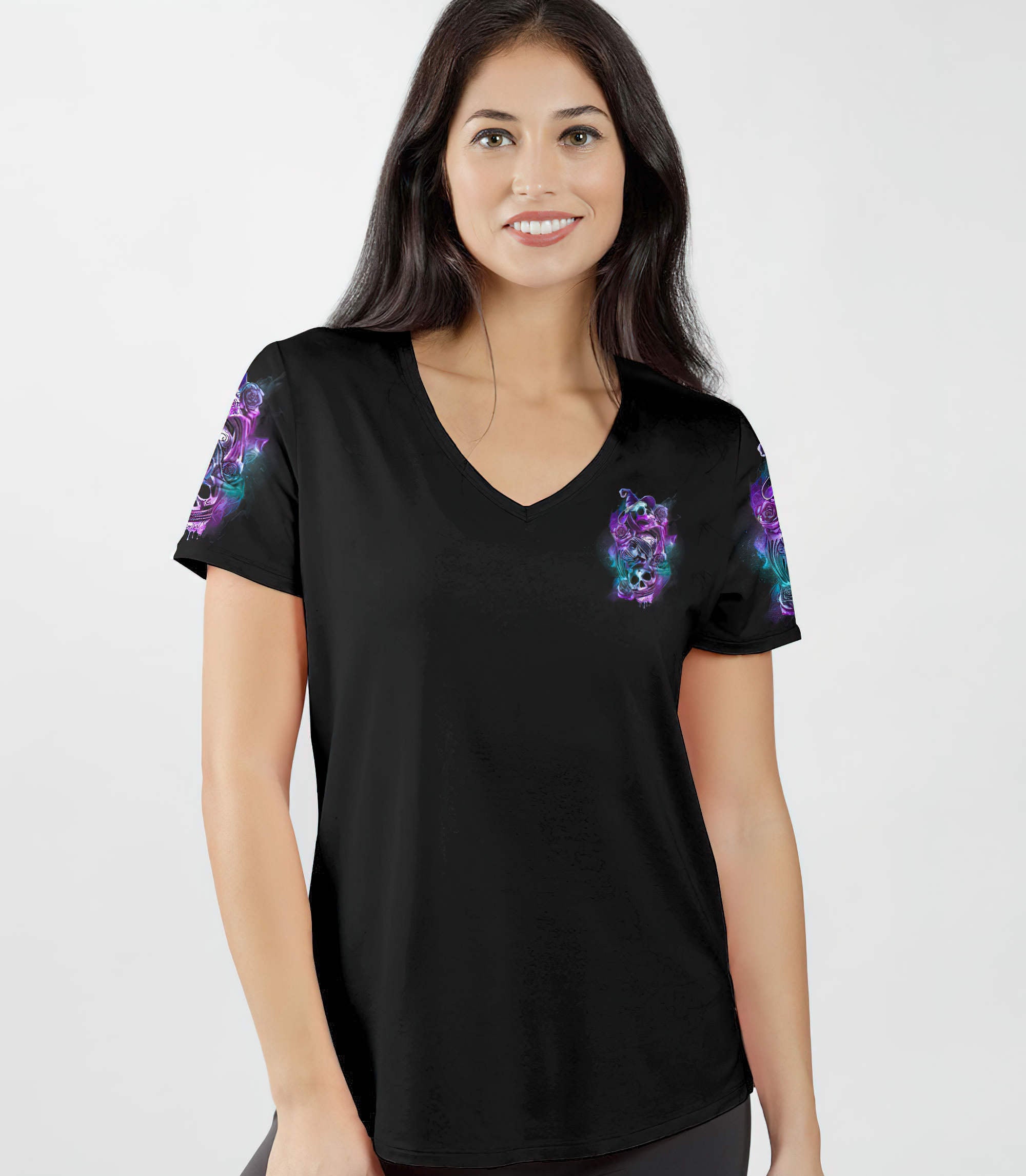 stuck-between-3-skulls-rose-all-over-print-women-v-neck-t-shirt