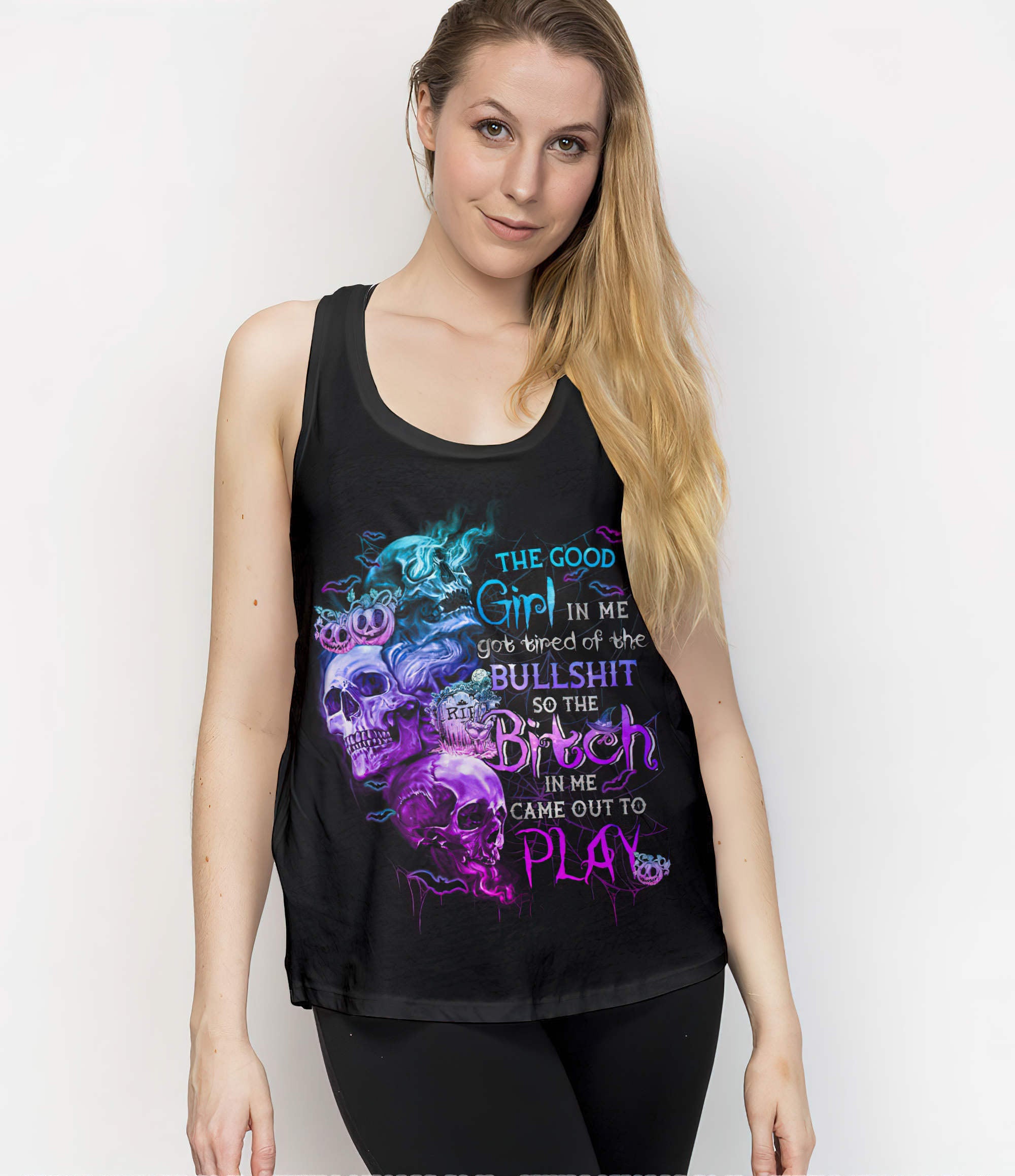 the-good-girl-in-me-got-tired-skull-halloween-all-over-print-1-tank-top