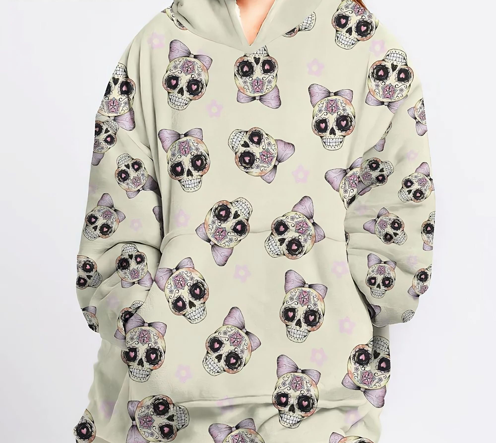 sugar-skull-cute-sherpa-blanket-hoodie-wearable-blanket-hoodie