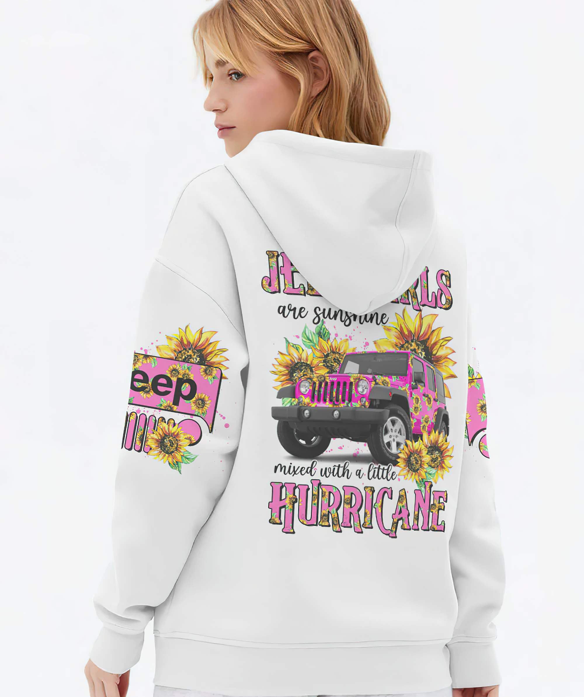 jeep-girl-are-sunshine-pink-sunflower-hoodie