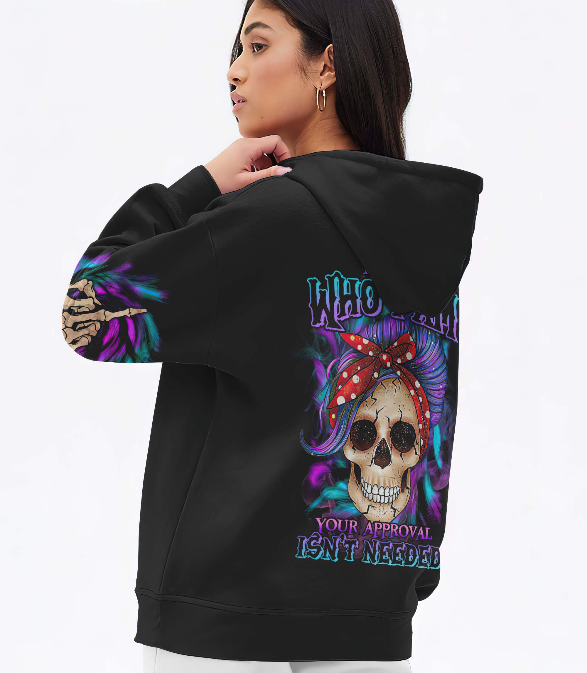 i-am-who-i-am-skull-messy-bun-all-over-print-hoodie